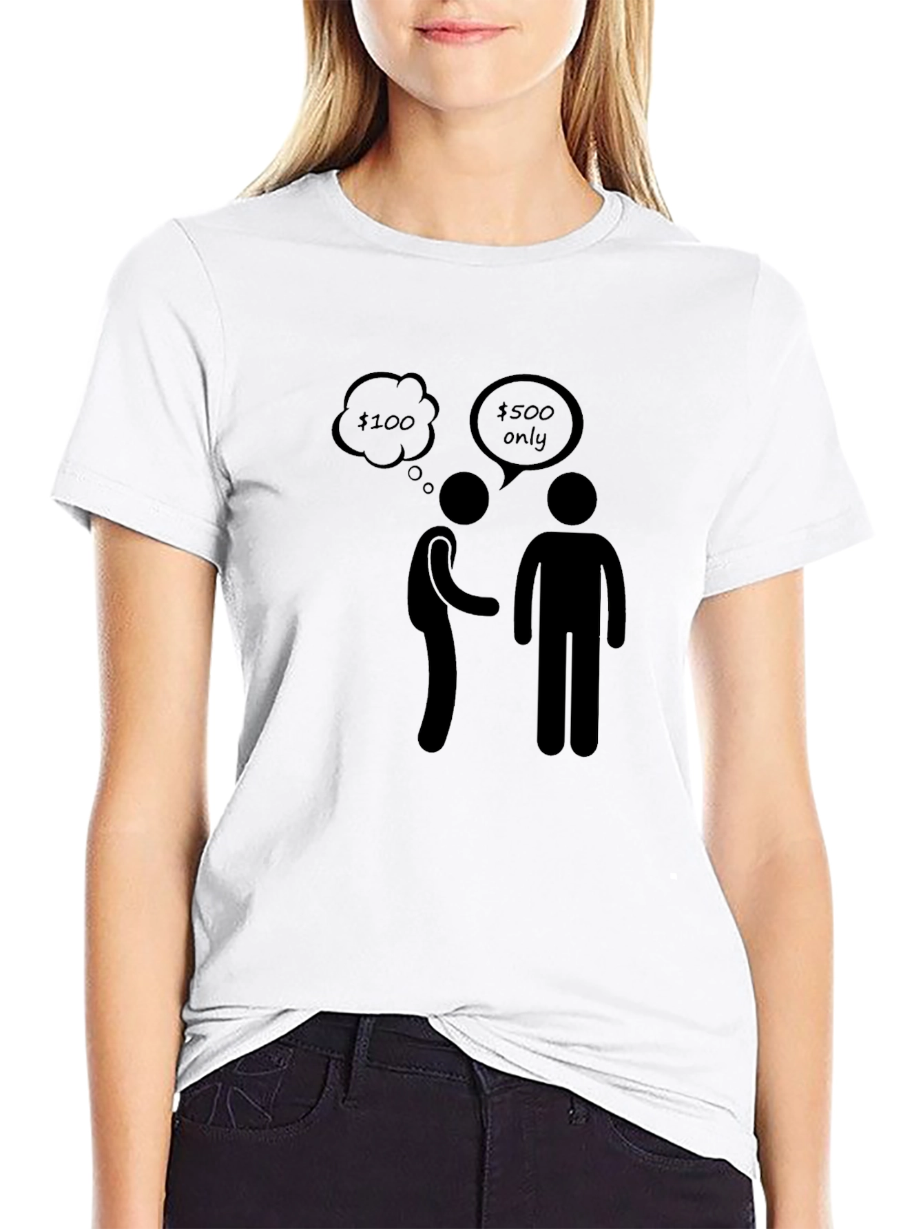 Black Humorous Stick Figure Money T-Shirt view 9