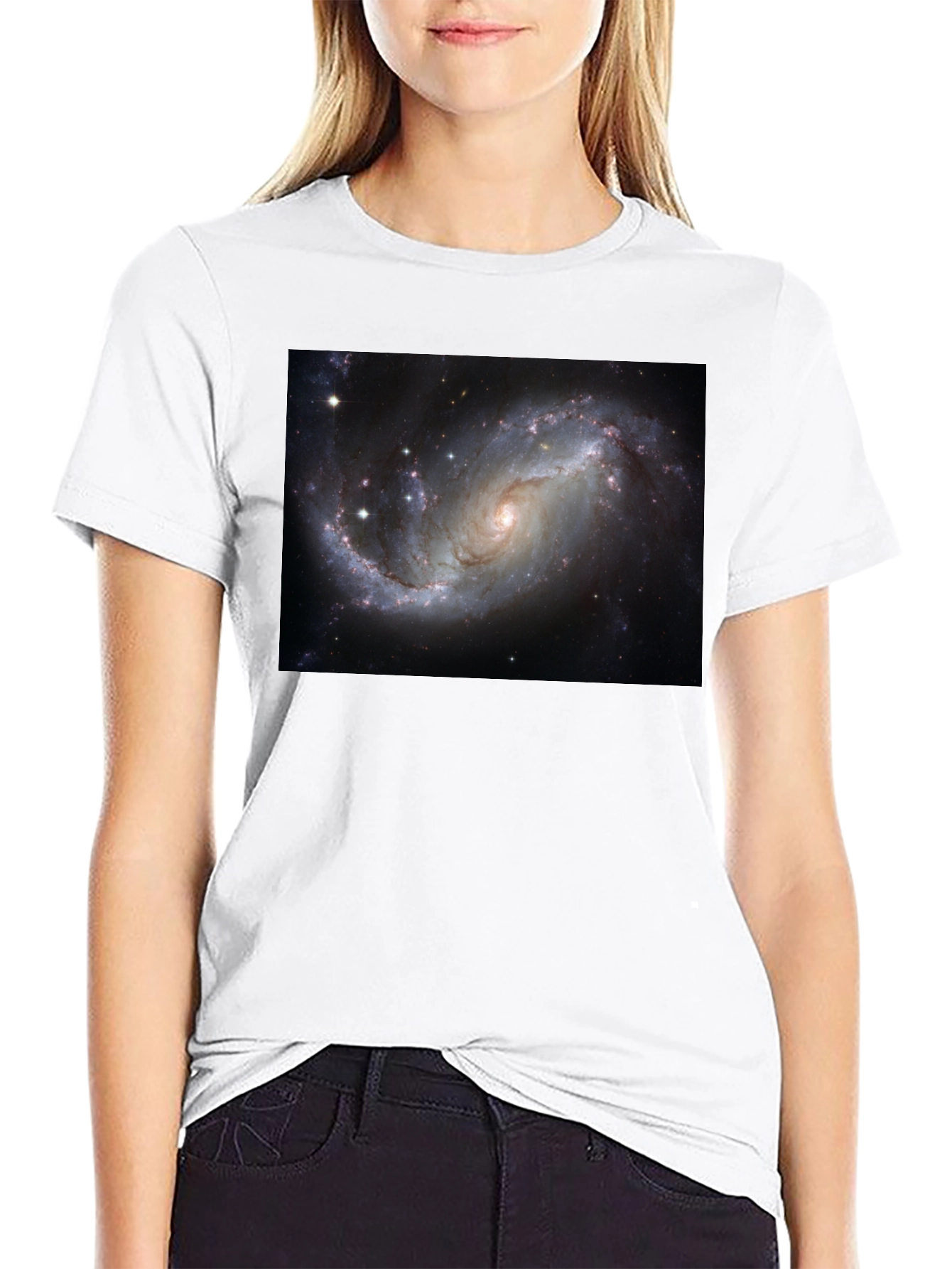 Black Galaxy Print Black T-Shirt - Cosmic Style view 9