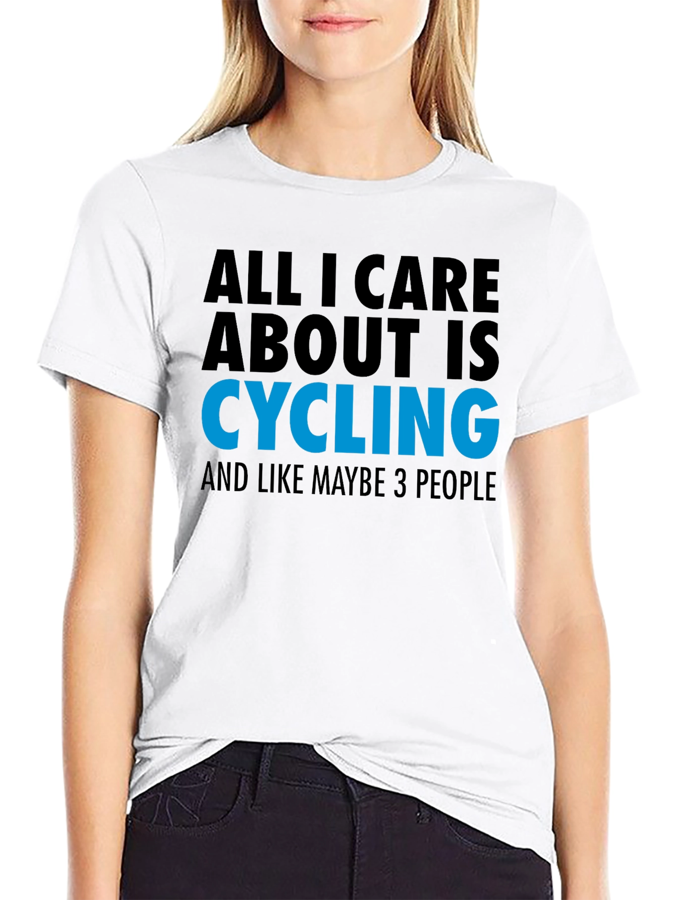 Black Cycling Fan T-Shirt: All I Care About Is Cycling Tee view 9