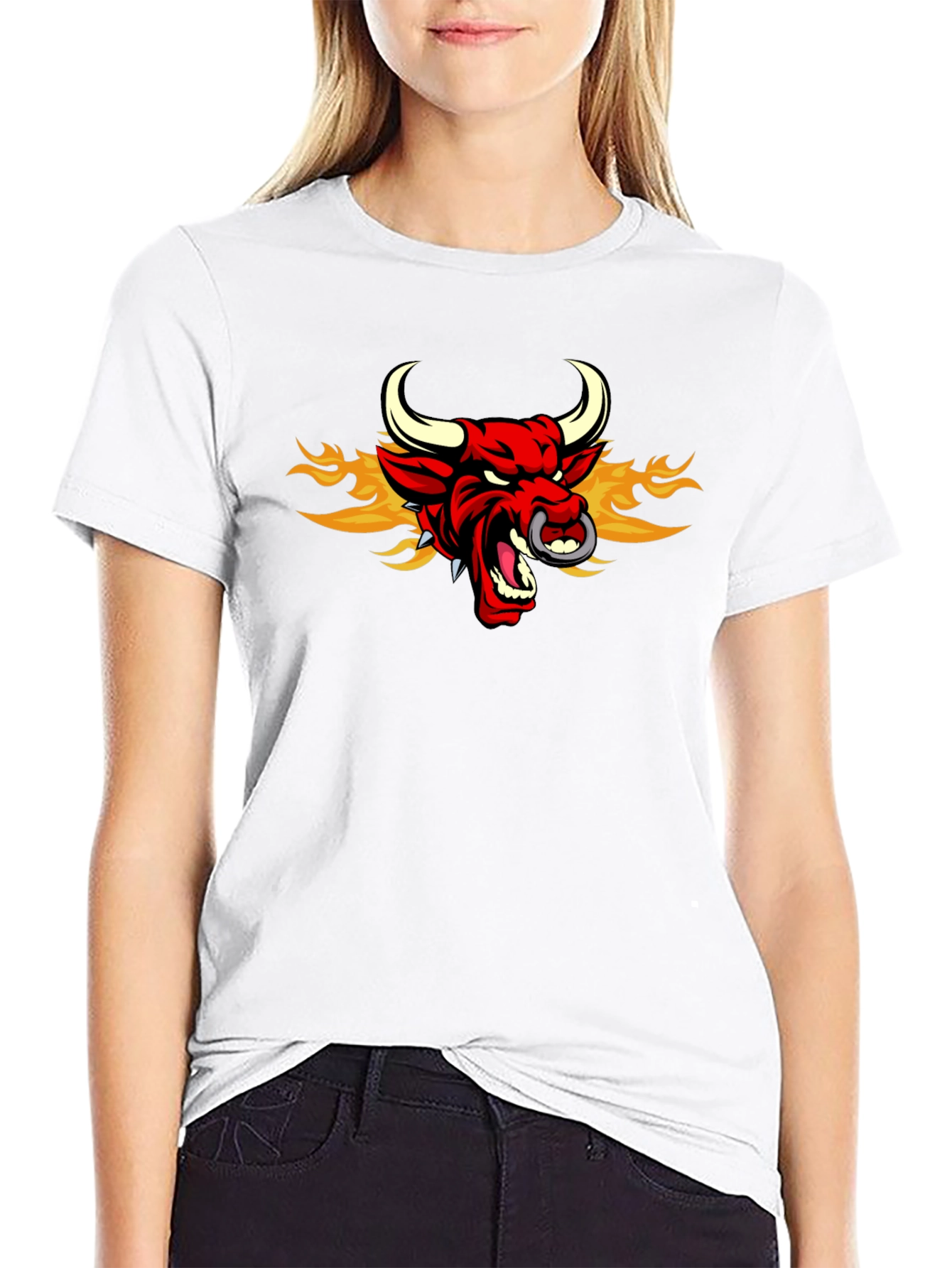 Black Fiery Bull Graphic Tee - Men's Black T-Shirt view 9