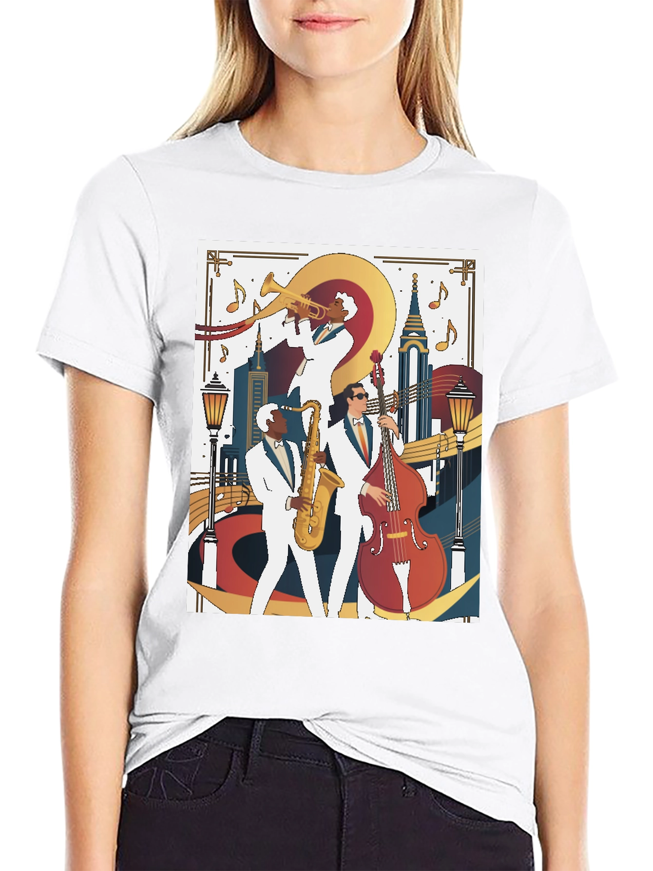 Black Jazz Band Graphic Tee - Vintage Music Lover T-Shirt view 9