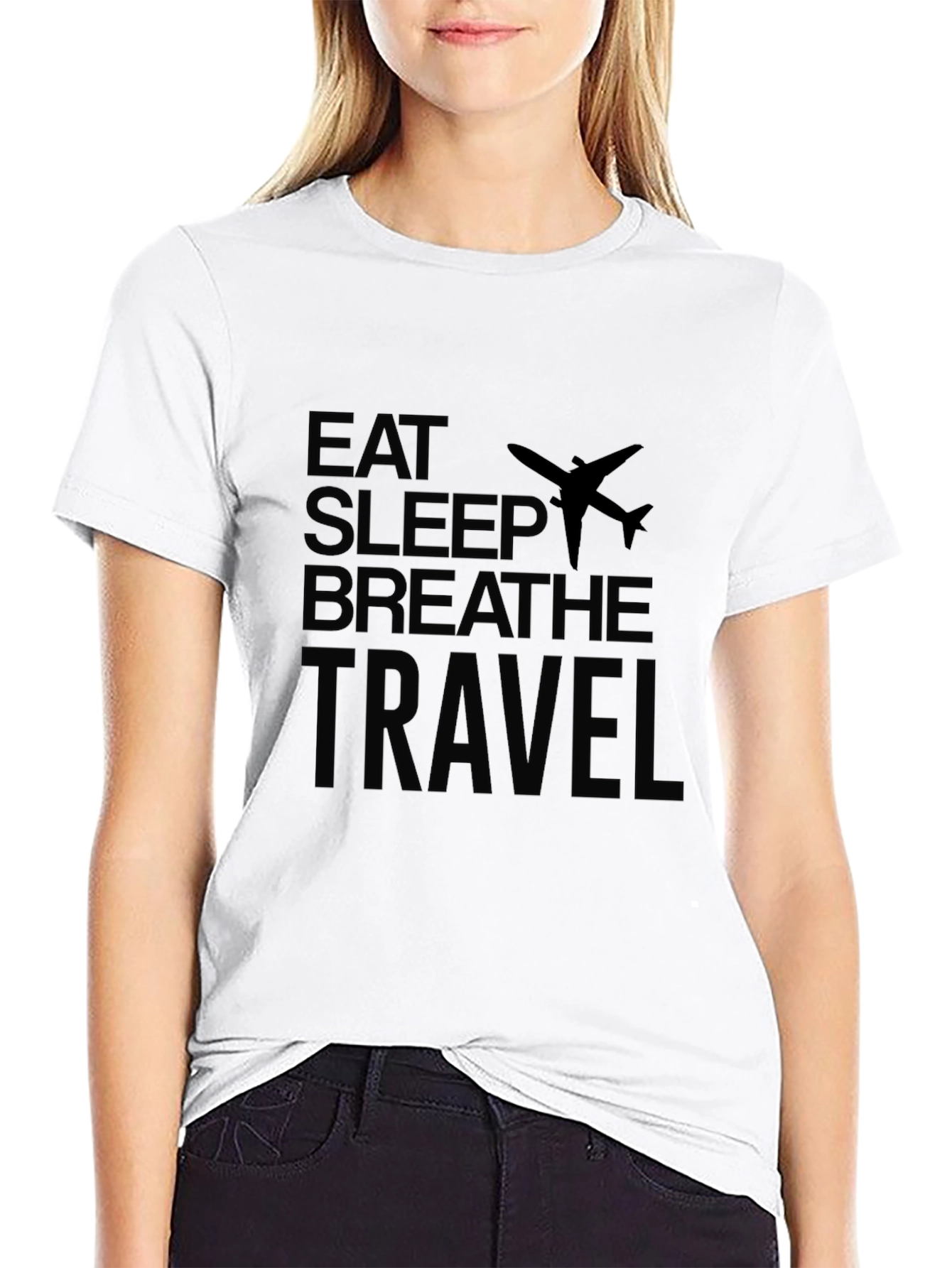 Black Eat Sleep Breathe Travel Black T-Shirt view 9