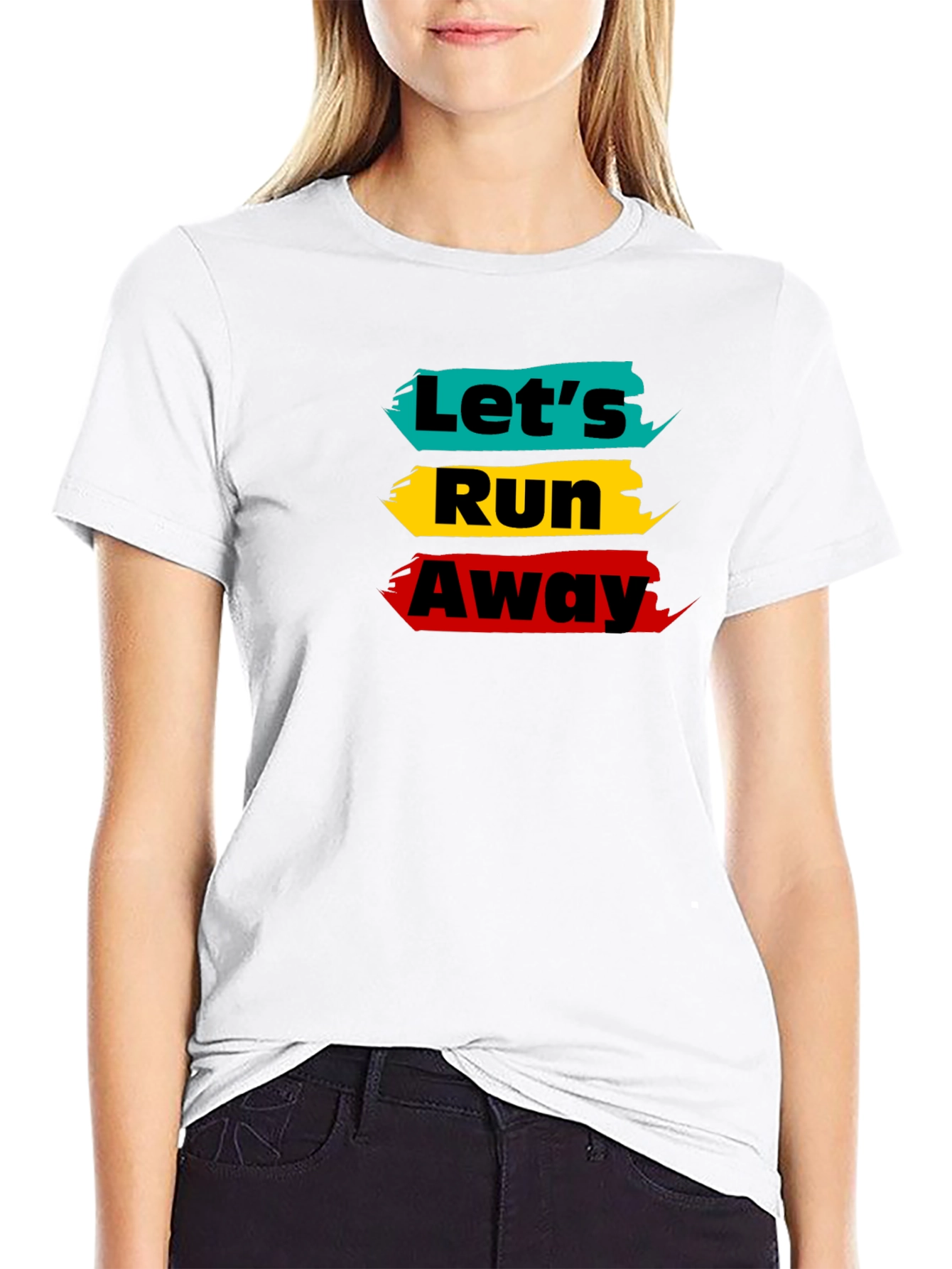 Black Let's Run Away Graphic Tee - Trendy Design view 9