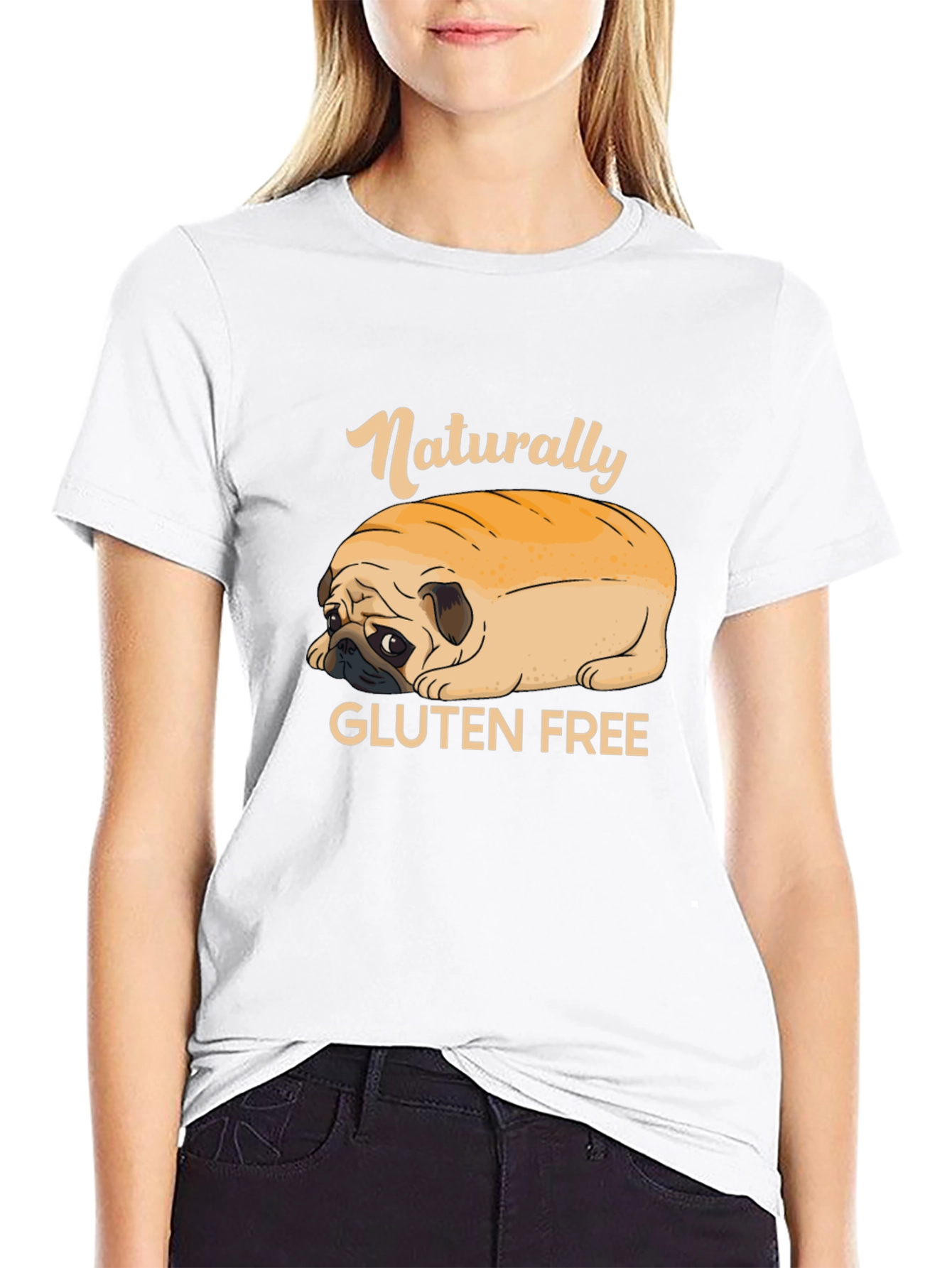 Black Naturally Gluten Free Pug T-Shirt view 9