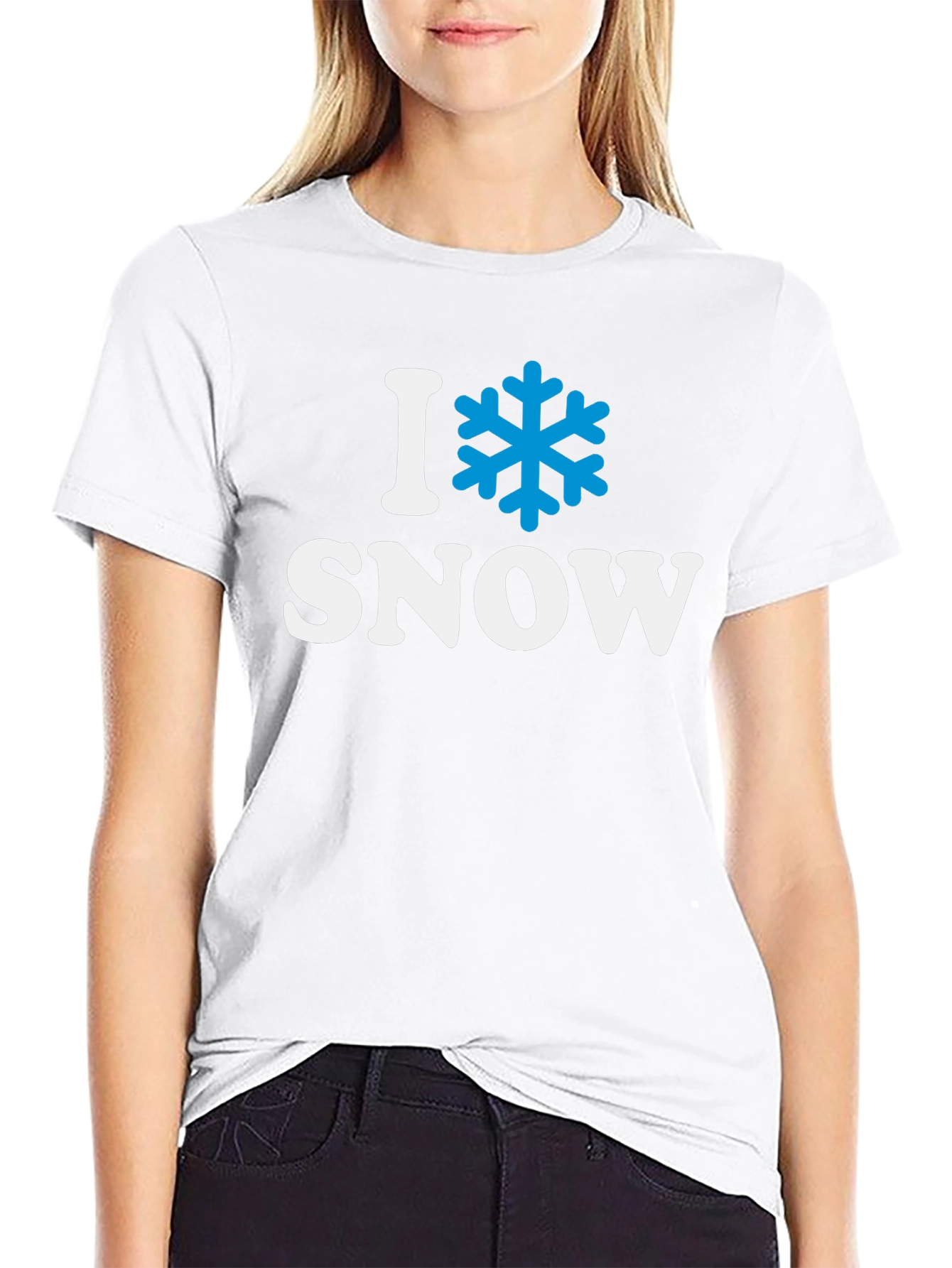 Black I Love Snow T-Shirt - Winter Holiday Apparel view 9