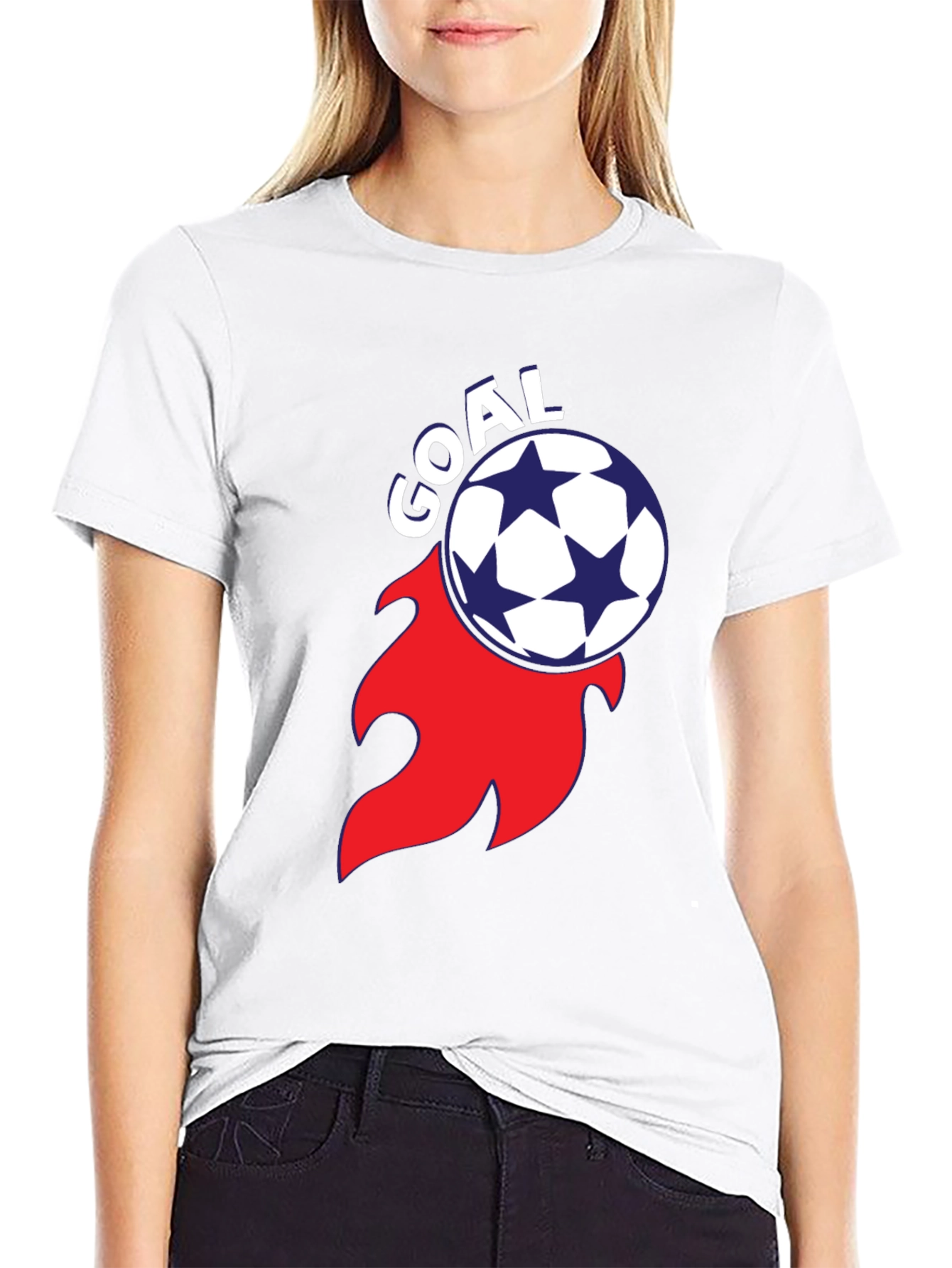 Black Goal! Soccer Ball Flame Graphic Tee - Stylish Black T-Shirt view 9