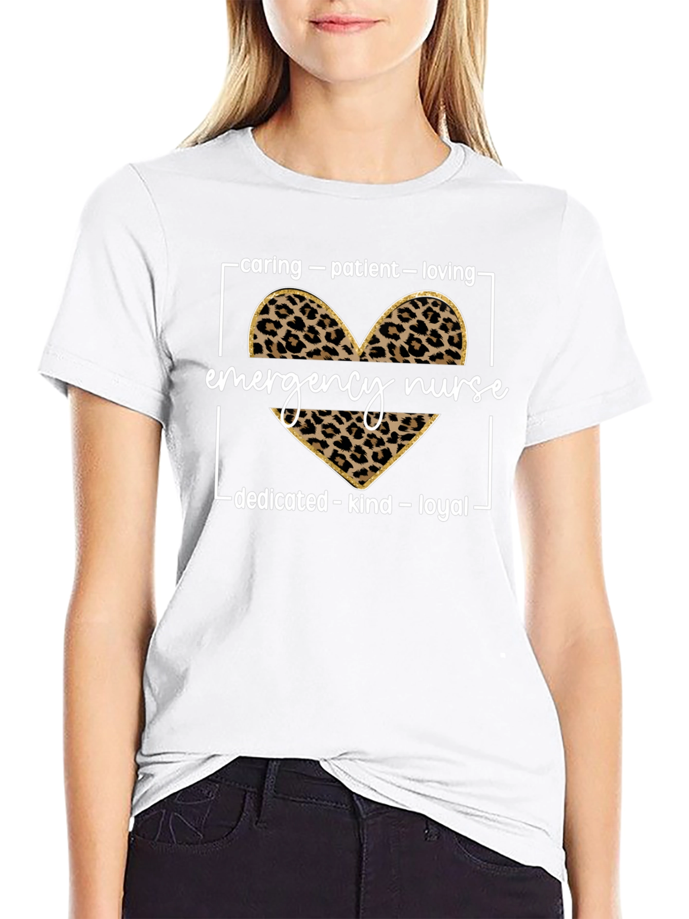 Emergency Nurse Leopard Heart T-Shirt - 9
