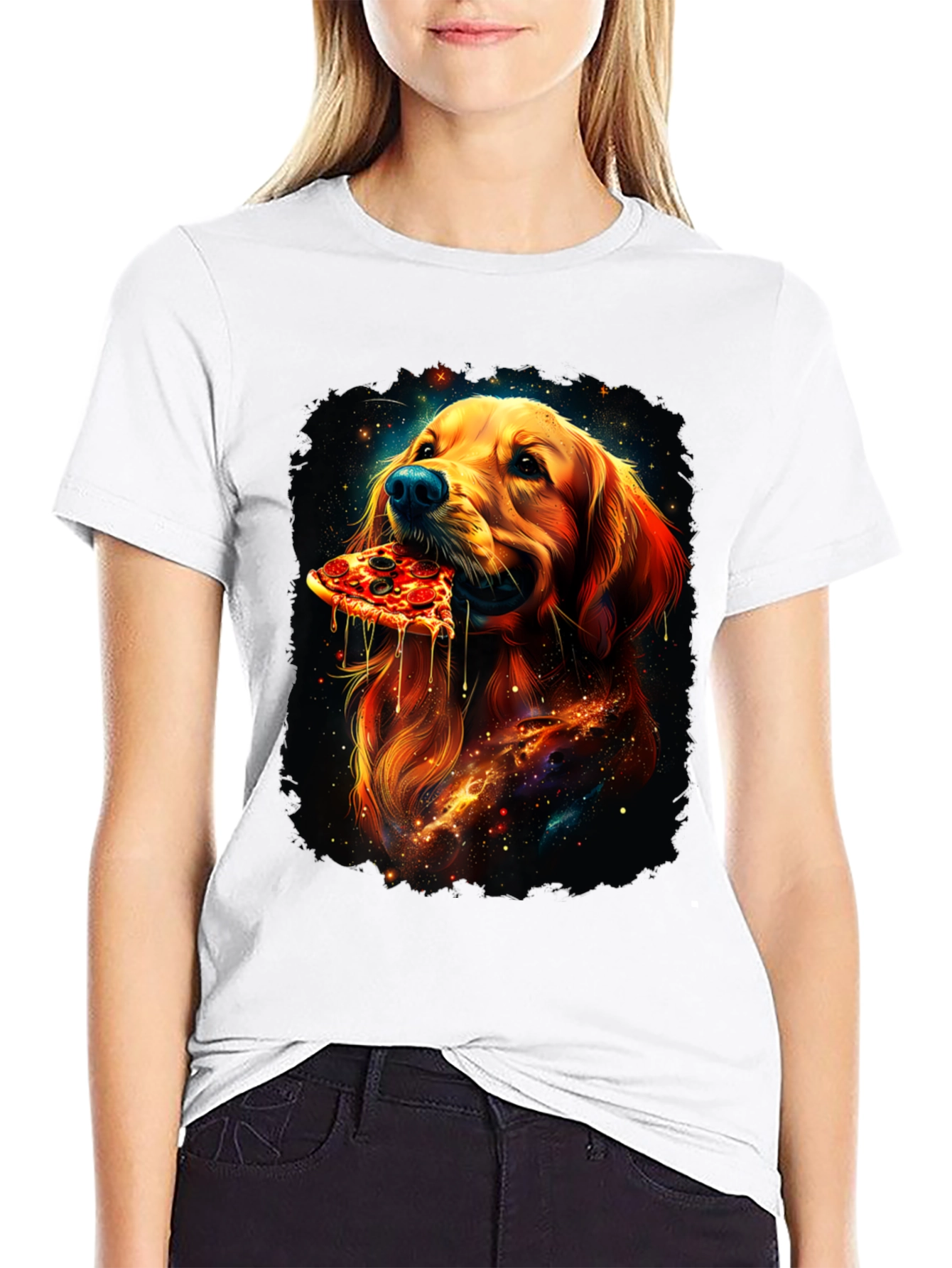 Dog Eating Pizza Graphic Tee - Unique Print - 9