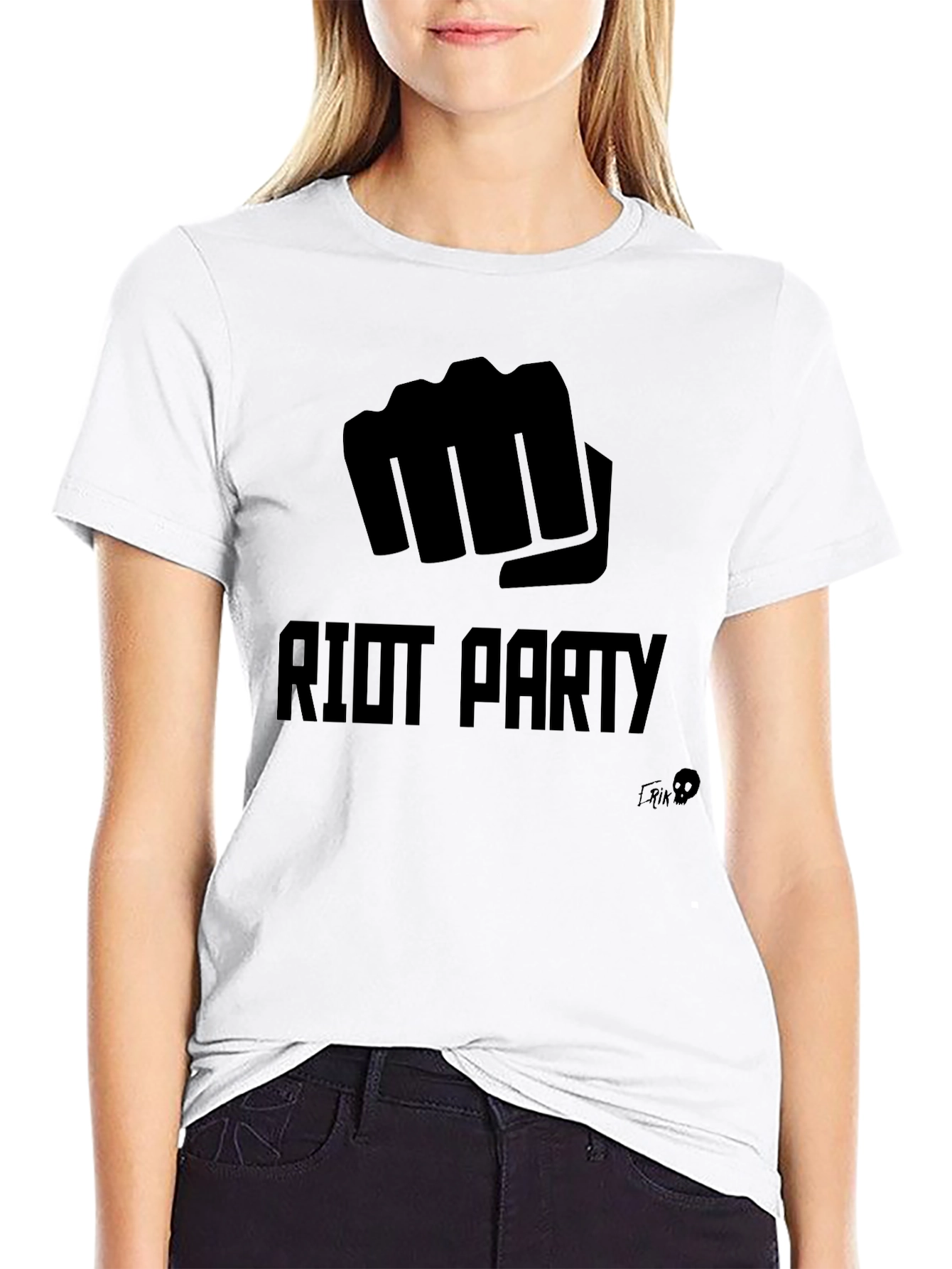 Black Riot Party Graphic Tee - Bold Fist Design view 9