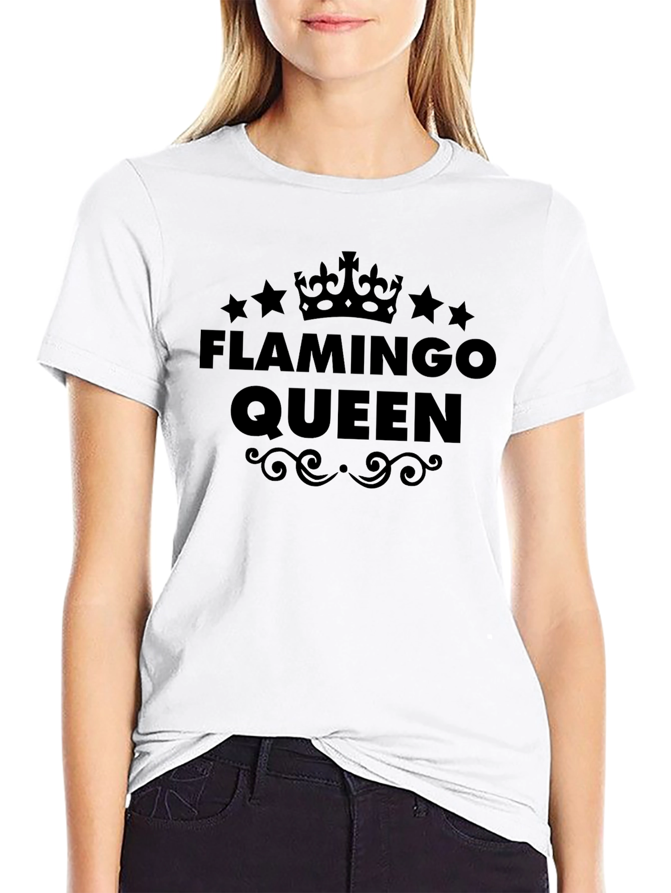 Black Flamingo Queen Graphic Tee - Black view 9