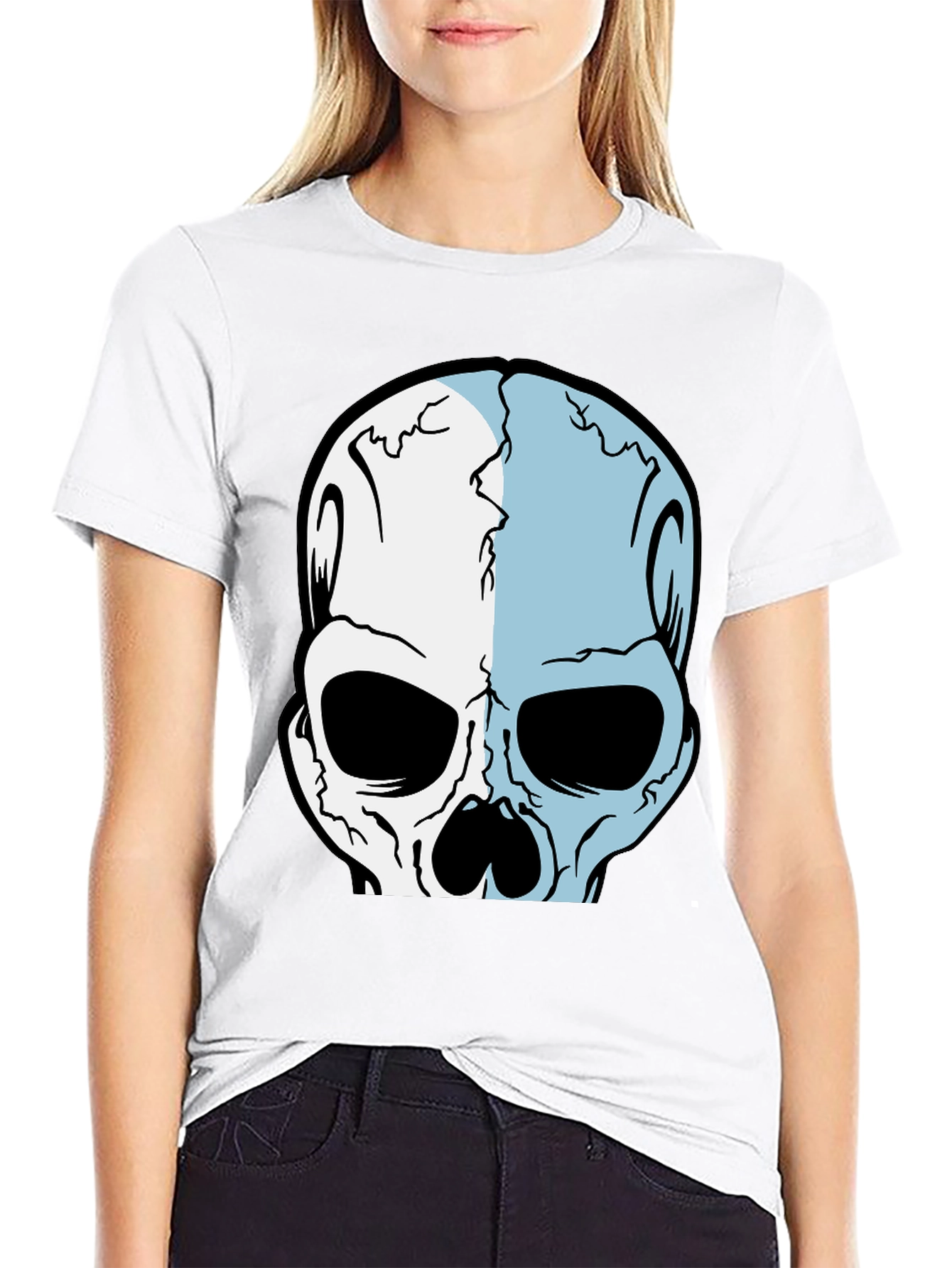 Black Skull Graphic Print Black T-Shirt view 9
