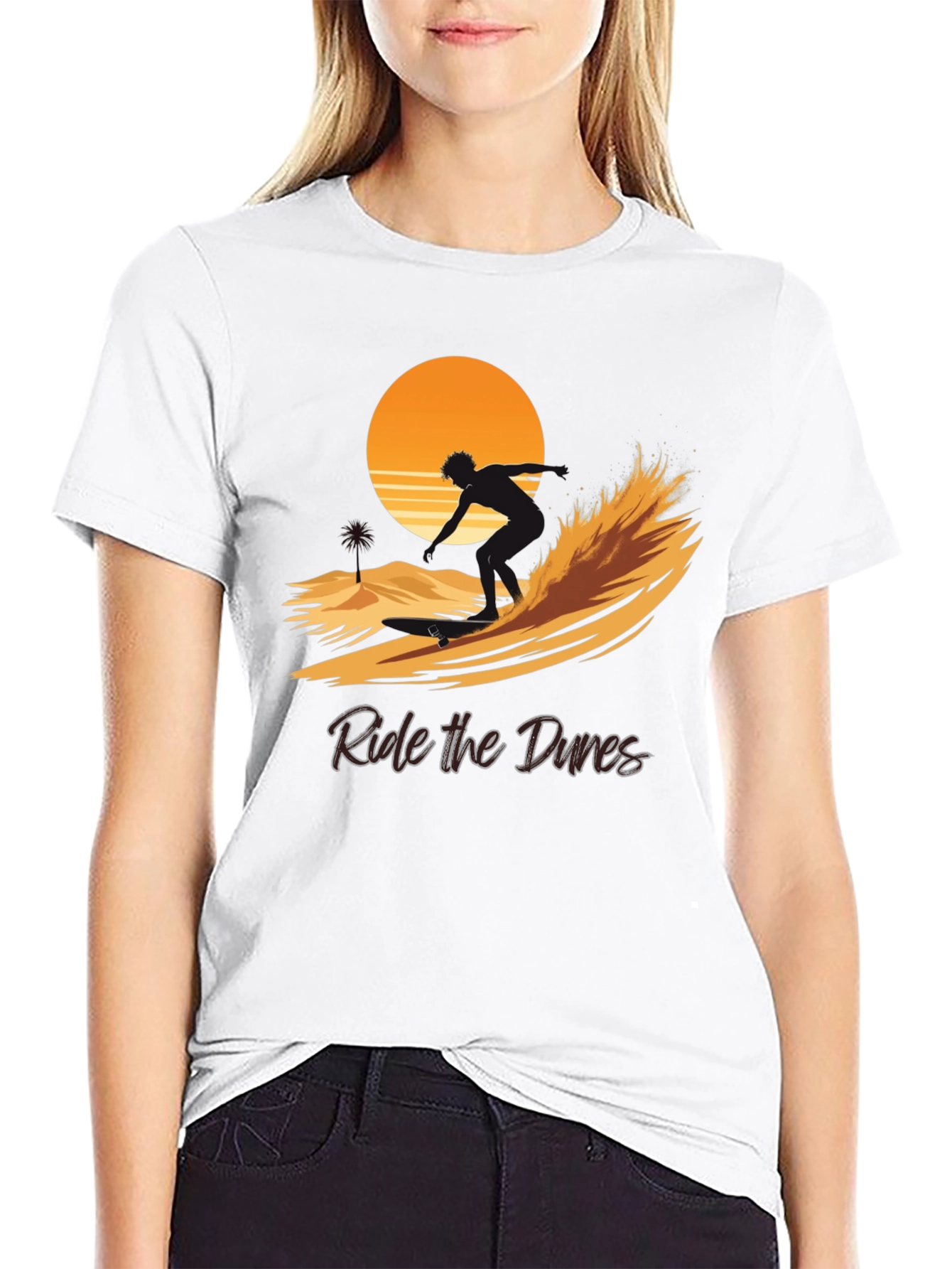 Black Ride the Dunes Graphic Tee - Black Cotton Shirt view 9