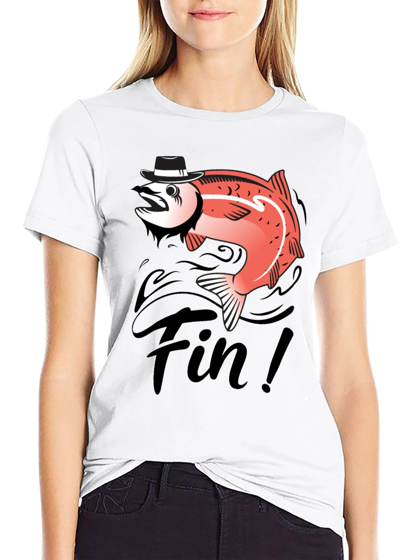 Black Fin! Gangster Fish Graphic T-Shirt - Black Cotton Tee view 9