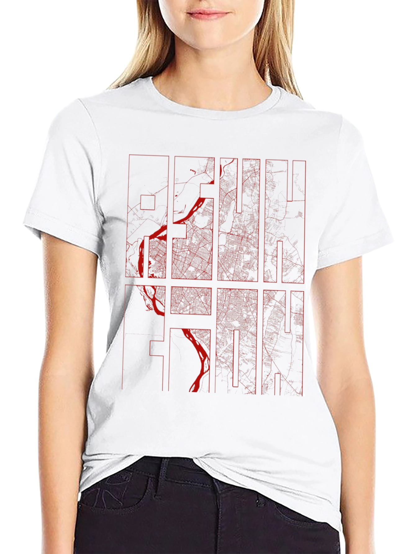 Black Hanoi City Map Graphic Tee - Stylish Urban Design view 9