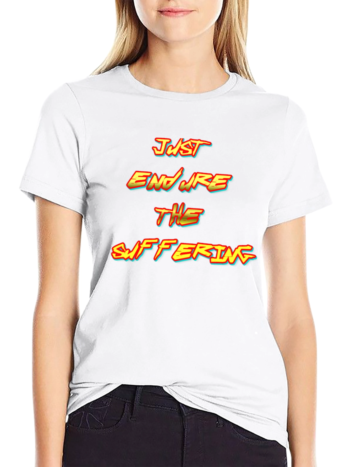 Black Just Endure T-Shirt - Motivational Black Tee view 9