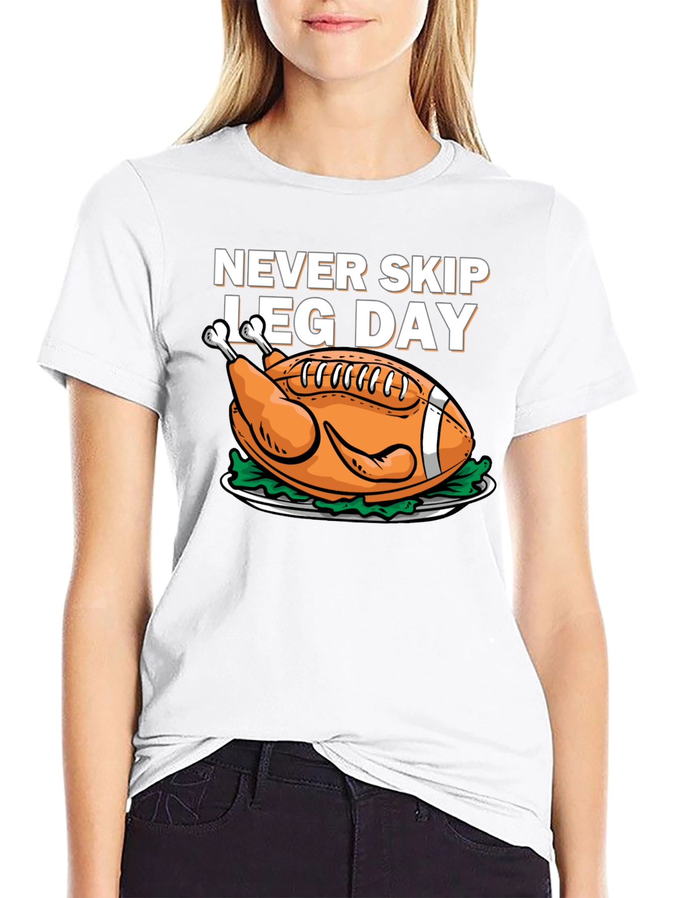Black Never Skip Leg Day Football Turkey T-Shirt view 9