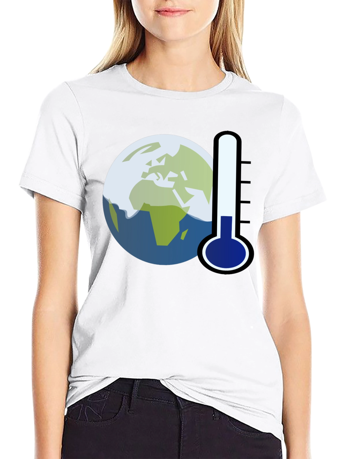 Black Global Warming Tee: Earth Thermometer Graphic T-Shirt view 9
