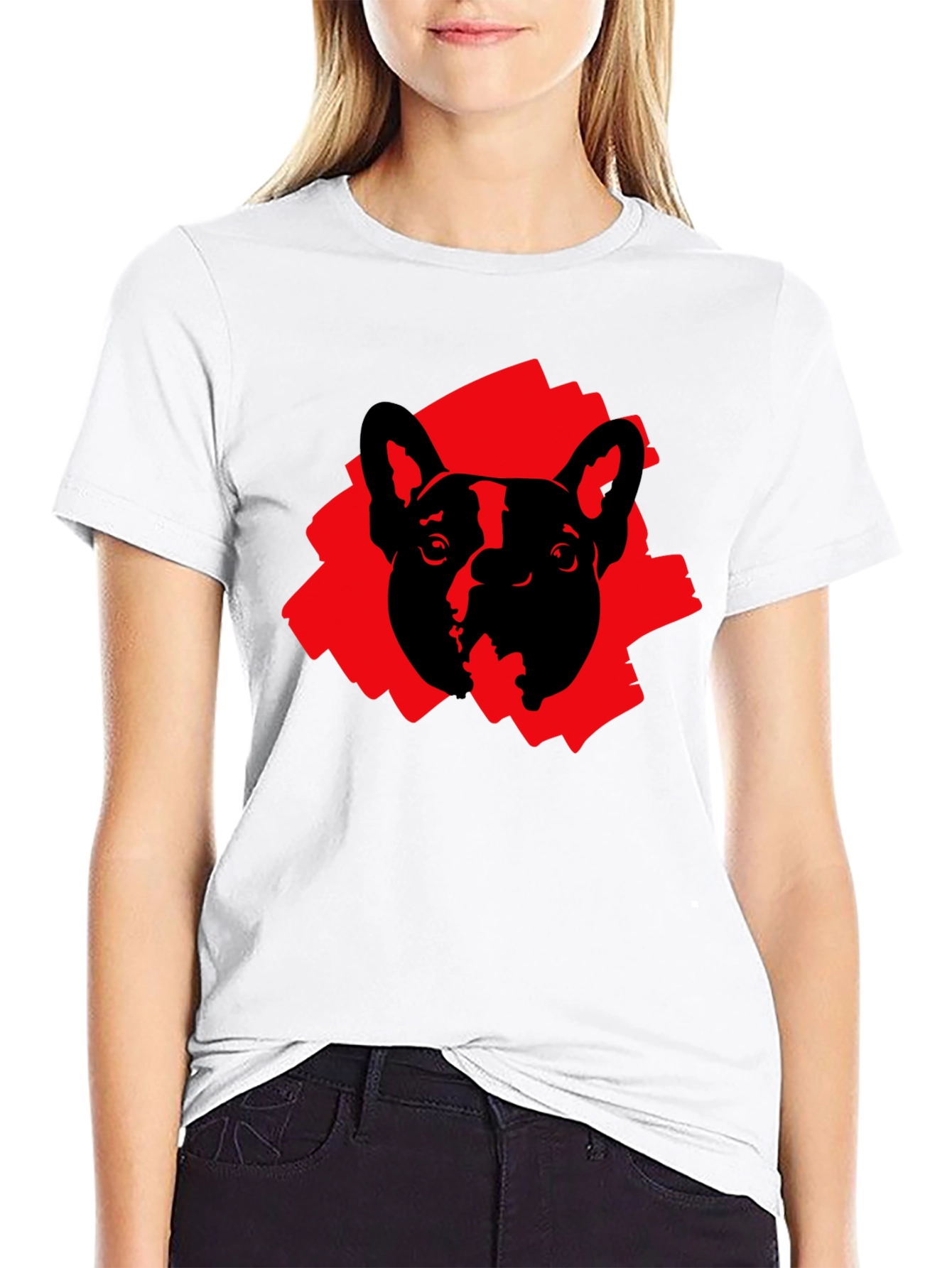 Black Dog Graphic Tee - Red Brushstroke Print view 9
