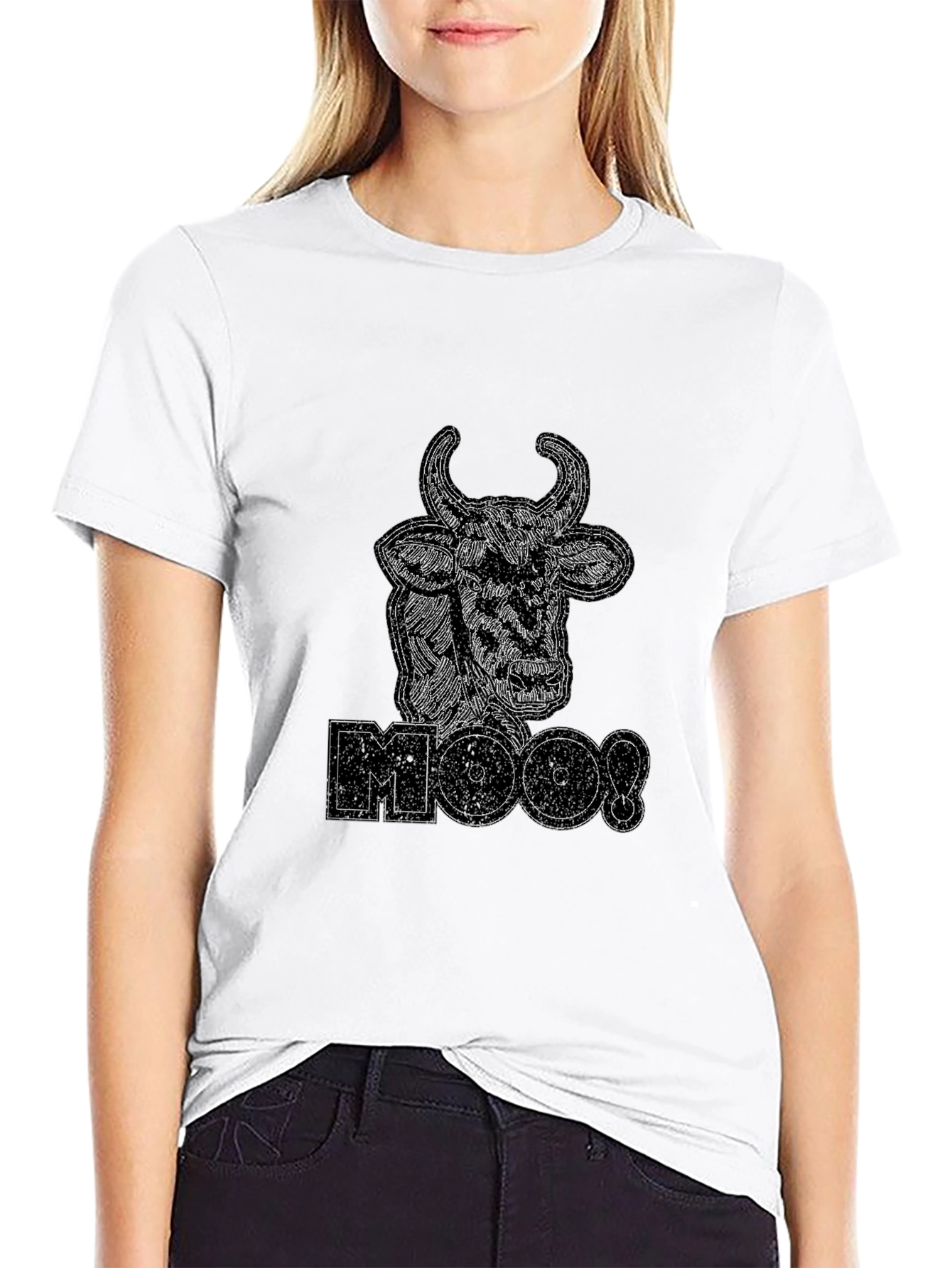 Black Moo! Cow Graphic Black T-Shirt view 9