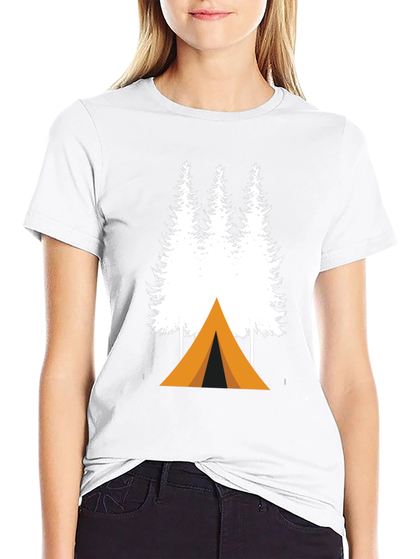 Black Camping Trees Graphic Tee - Adventure Ready T-Shirt view 9