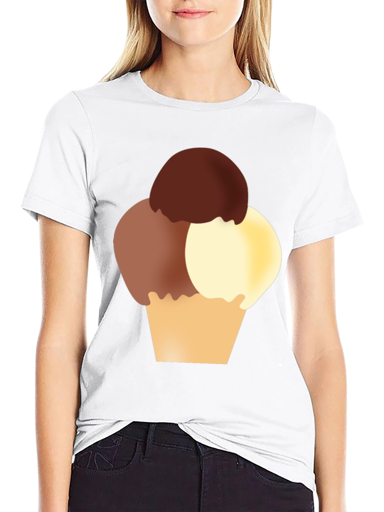 Black Ice Cream Graphic Tee - Black Cotton T-Shirt view 9