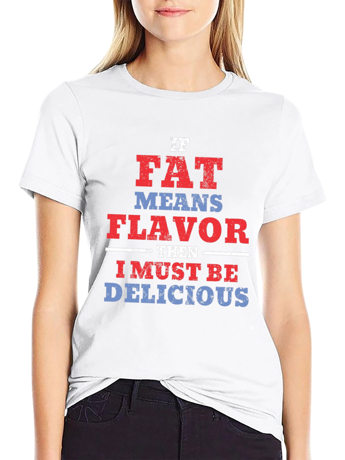 Black Funny 'Fat Means Flavor' Graphic T-Shirt view 9