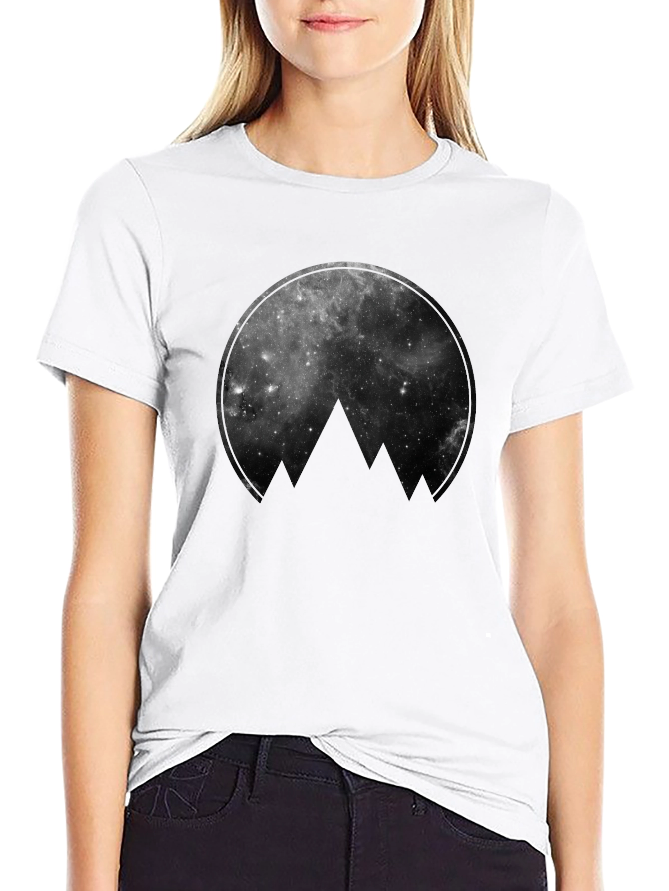 Black Cosmic Mountain Black Graphic Tee view 9