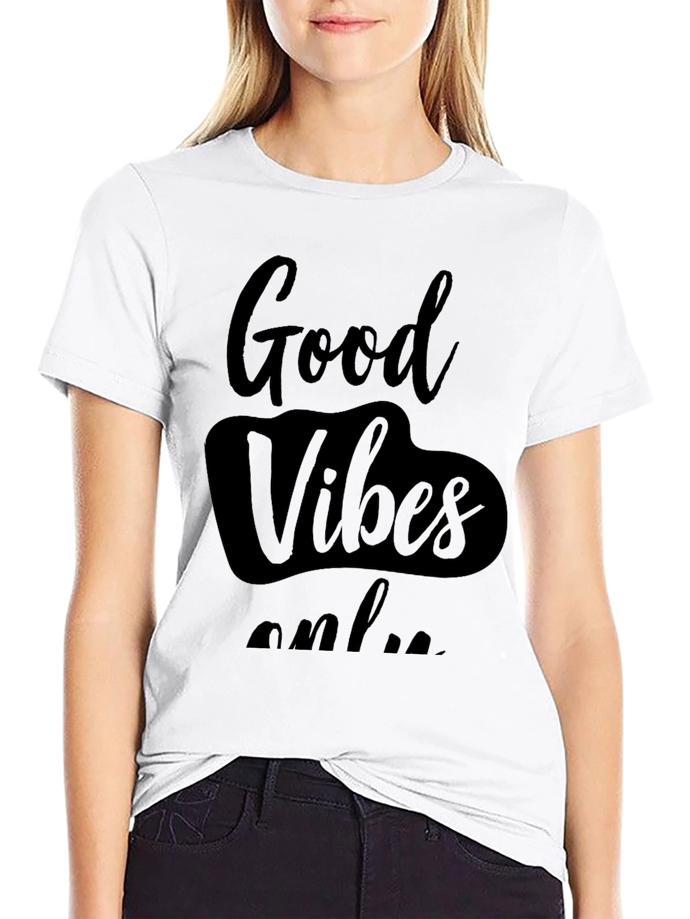 Black Good Vibes Only Black Graphic T-Shirt view 9