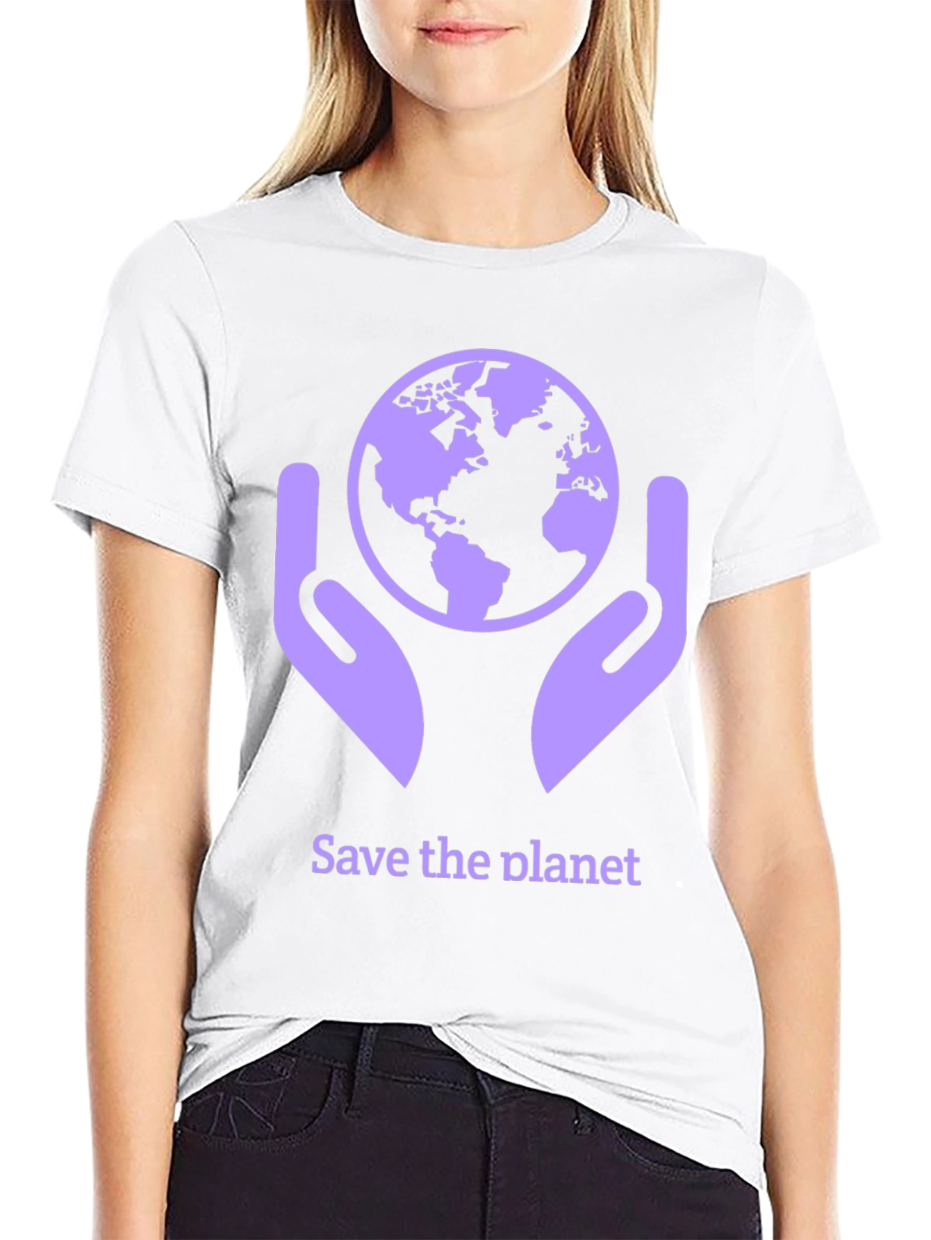 Black Save the Planet T-Shirt - Earth in Hands Graphic Tee view 9