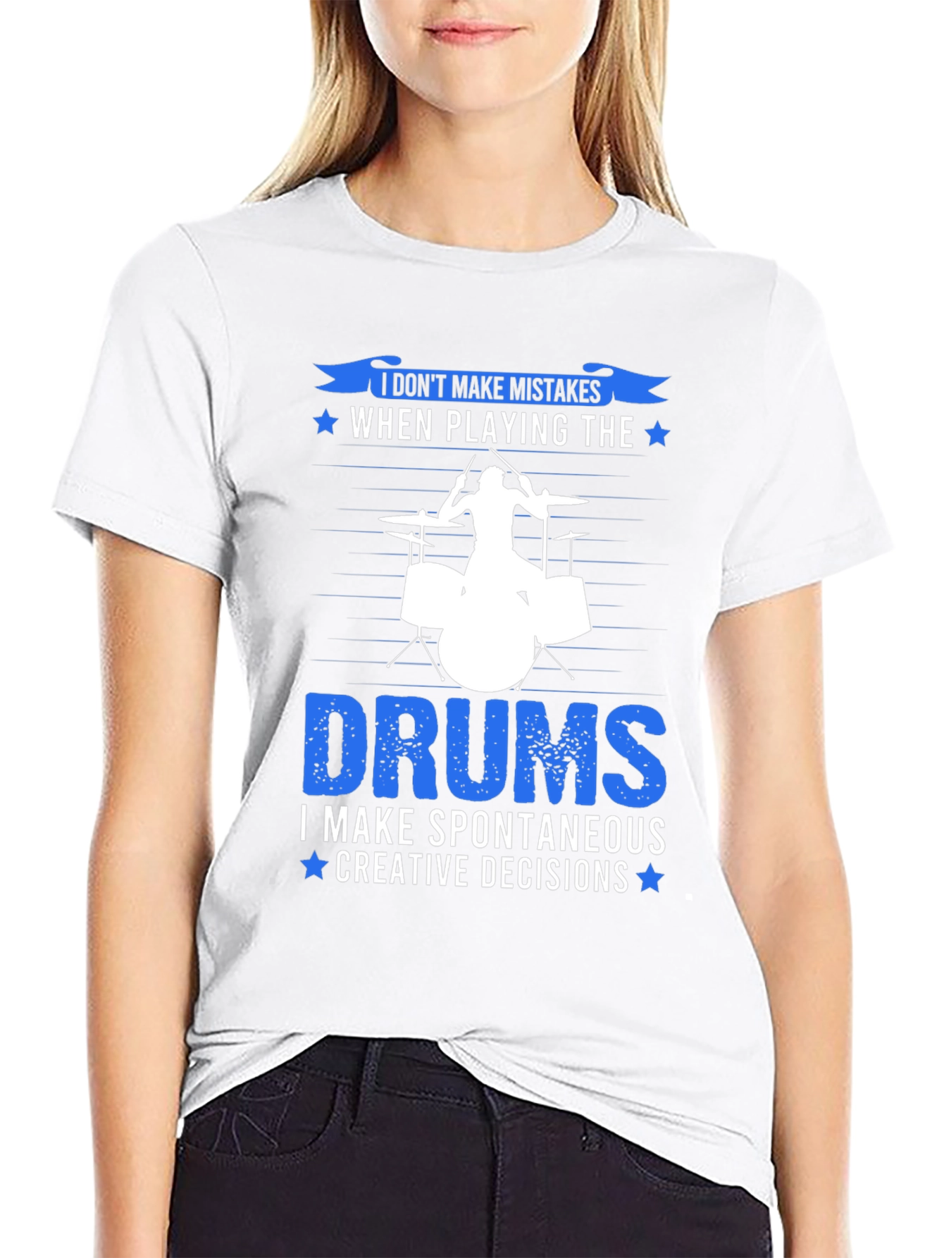 Black Drummer T-Shirt: I Don't Make Mistakes, Creative Decisions! view 9