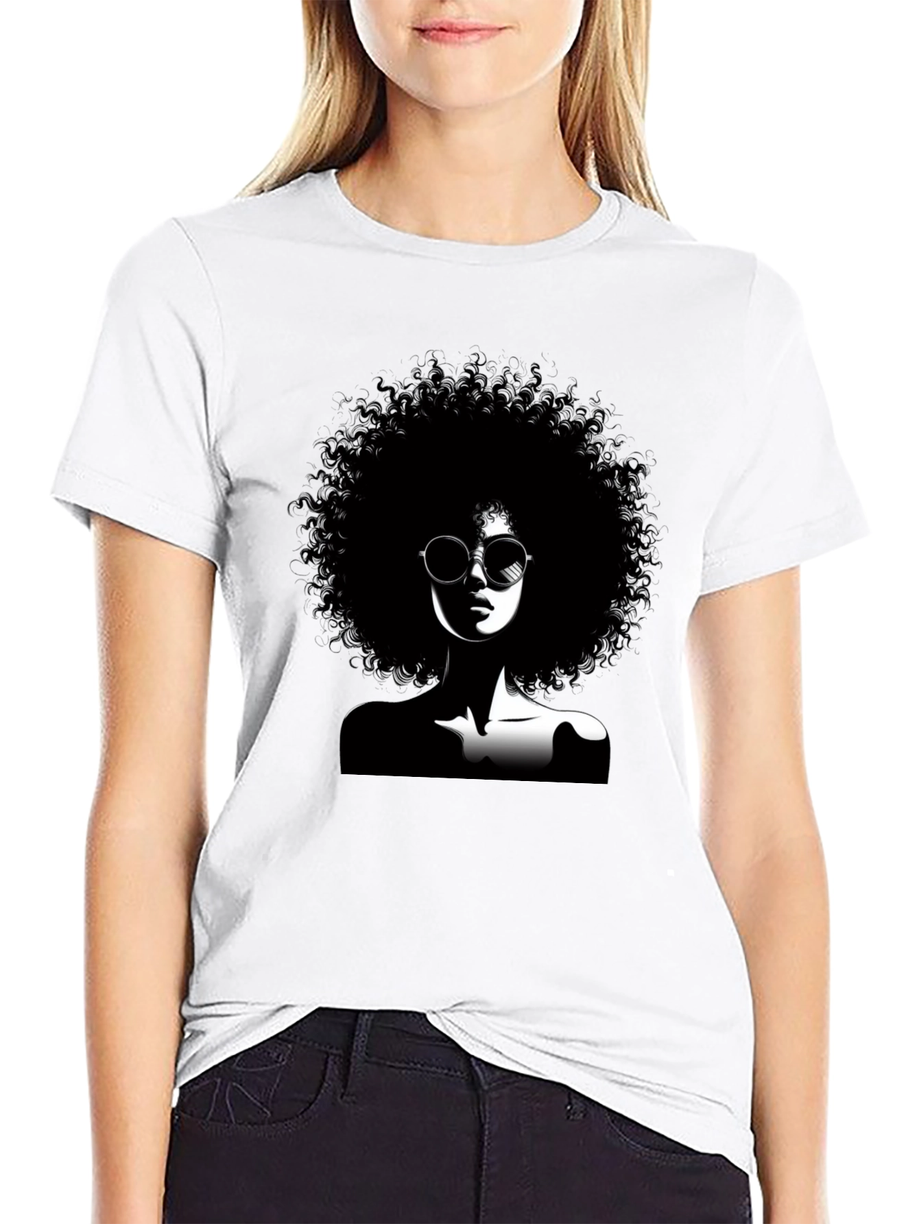 Black Afro Silhouette Graphic T-Shirt - Unisex Cotton Tee view 9