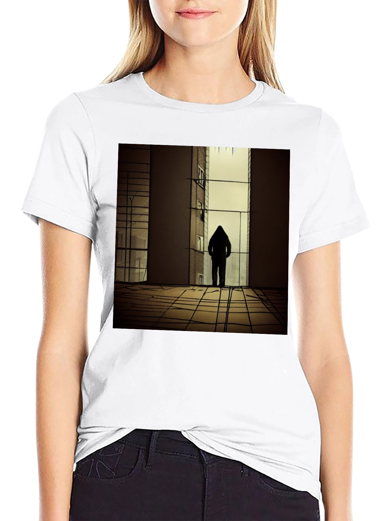 Black Urban Silhouette Black T-Shirt view 9