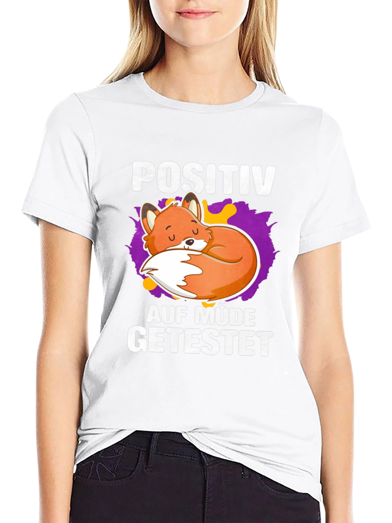 Black Lazy Fox Positiv Auf Mude Getestet T-Shirt view 9