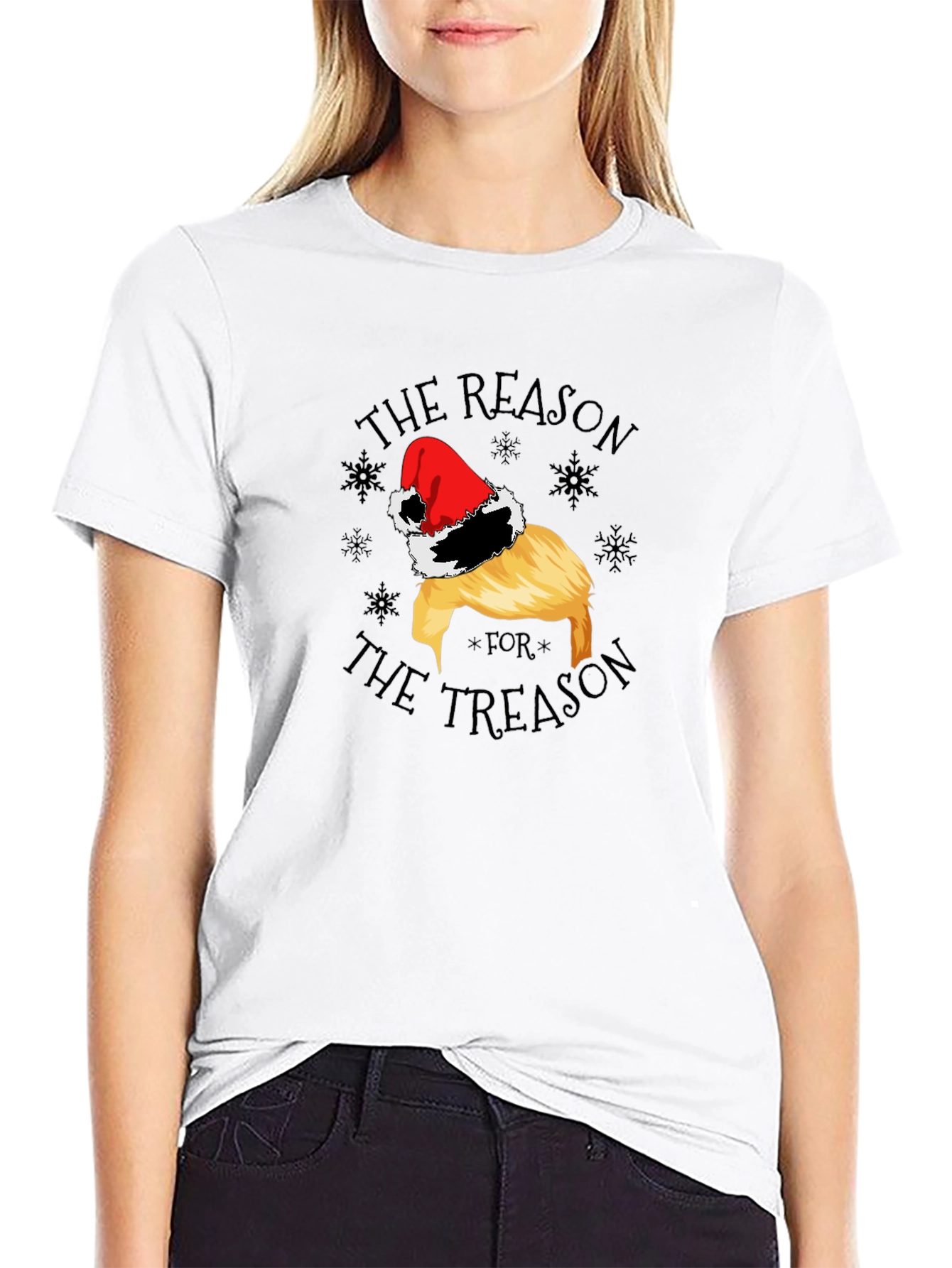 Black Reason for Treason Trump Santa Hat Tee view 9