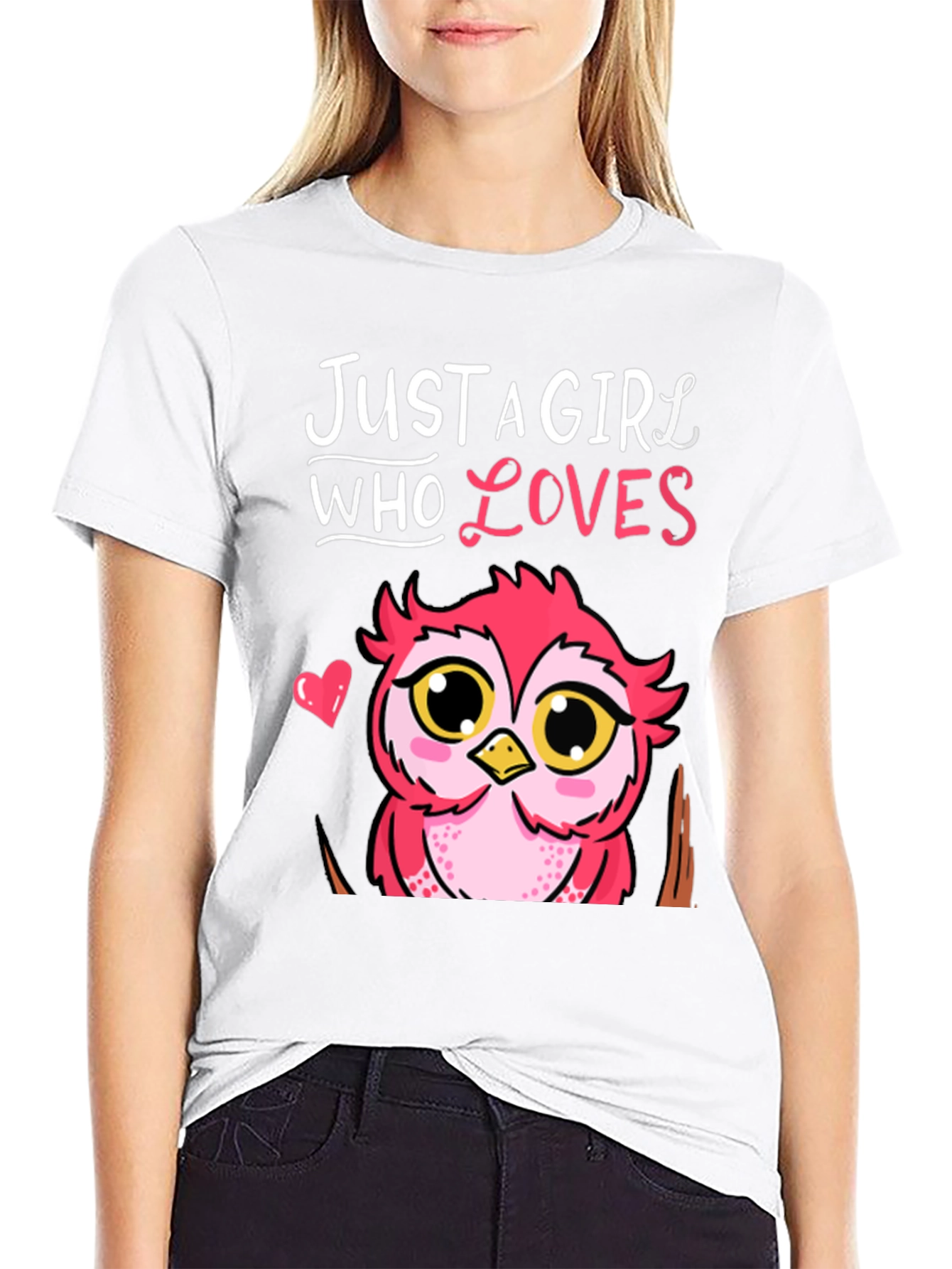 Black Just A Girl Who Loves Owls T-Shirt view 9