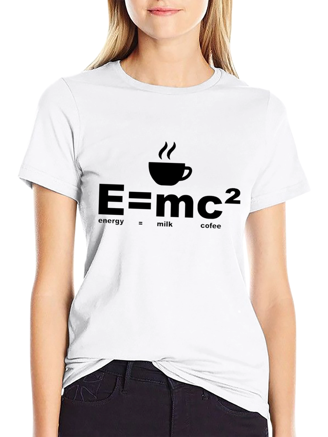 Black E=mc2 Coffee T-Shirt - Geeky Science Humor Tee view 9