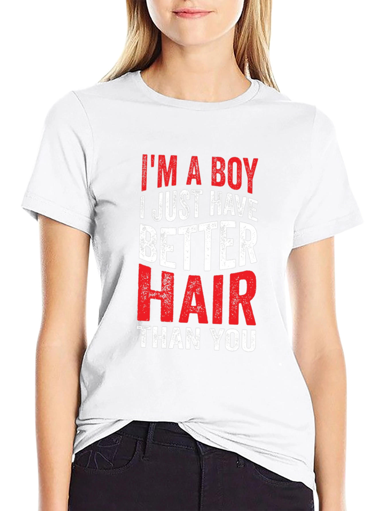 Black I'm A Boy Better Hair T-Shirt view 9