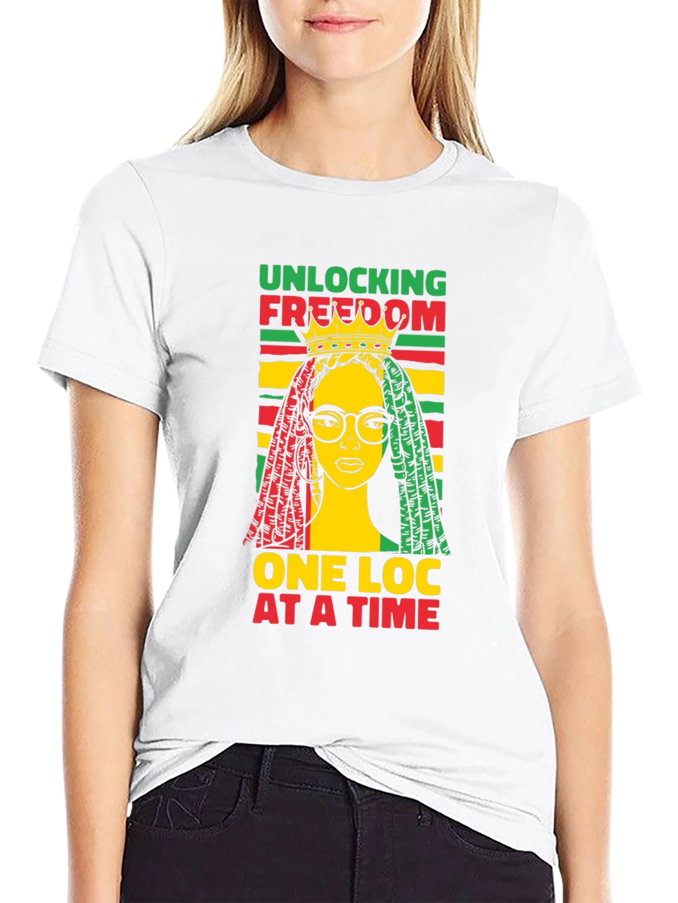 Black Unlocking Freedom Tee - Rasta Loc Design view 9