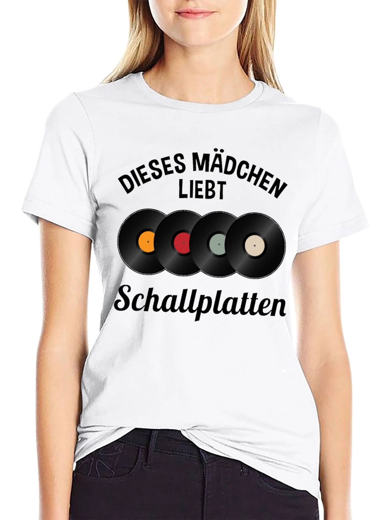 Black Vinyl Record Lover T-Shirt - German Text view 9