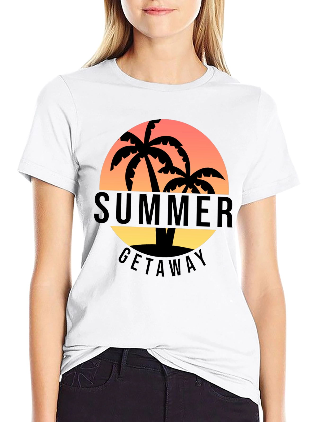 Black Summer Getaway Palm Tree Graphic T-Shirt view 9