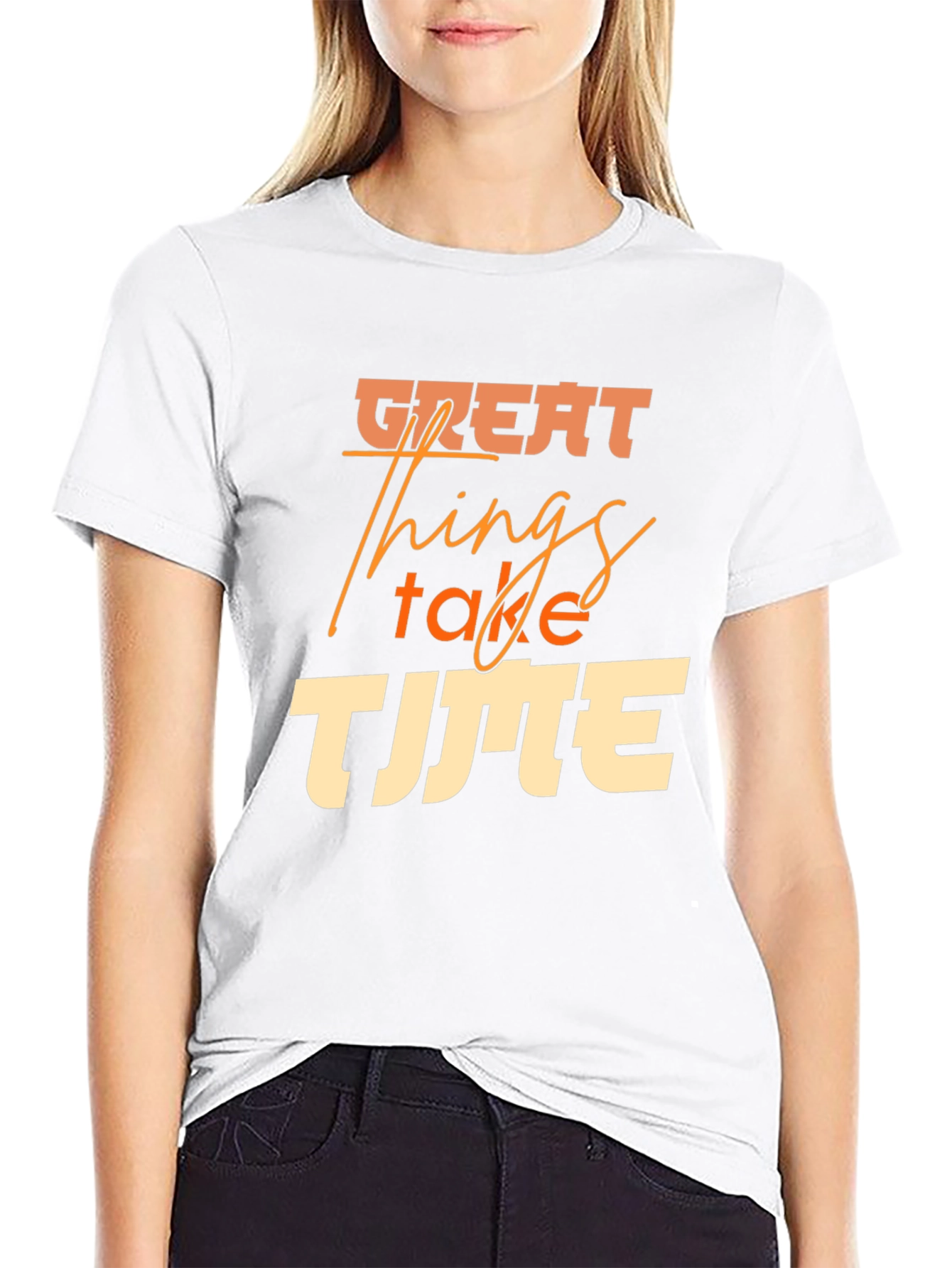 Black Great Things Take Time Black Graphic Tee view 9