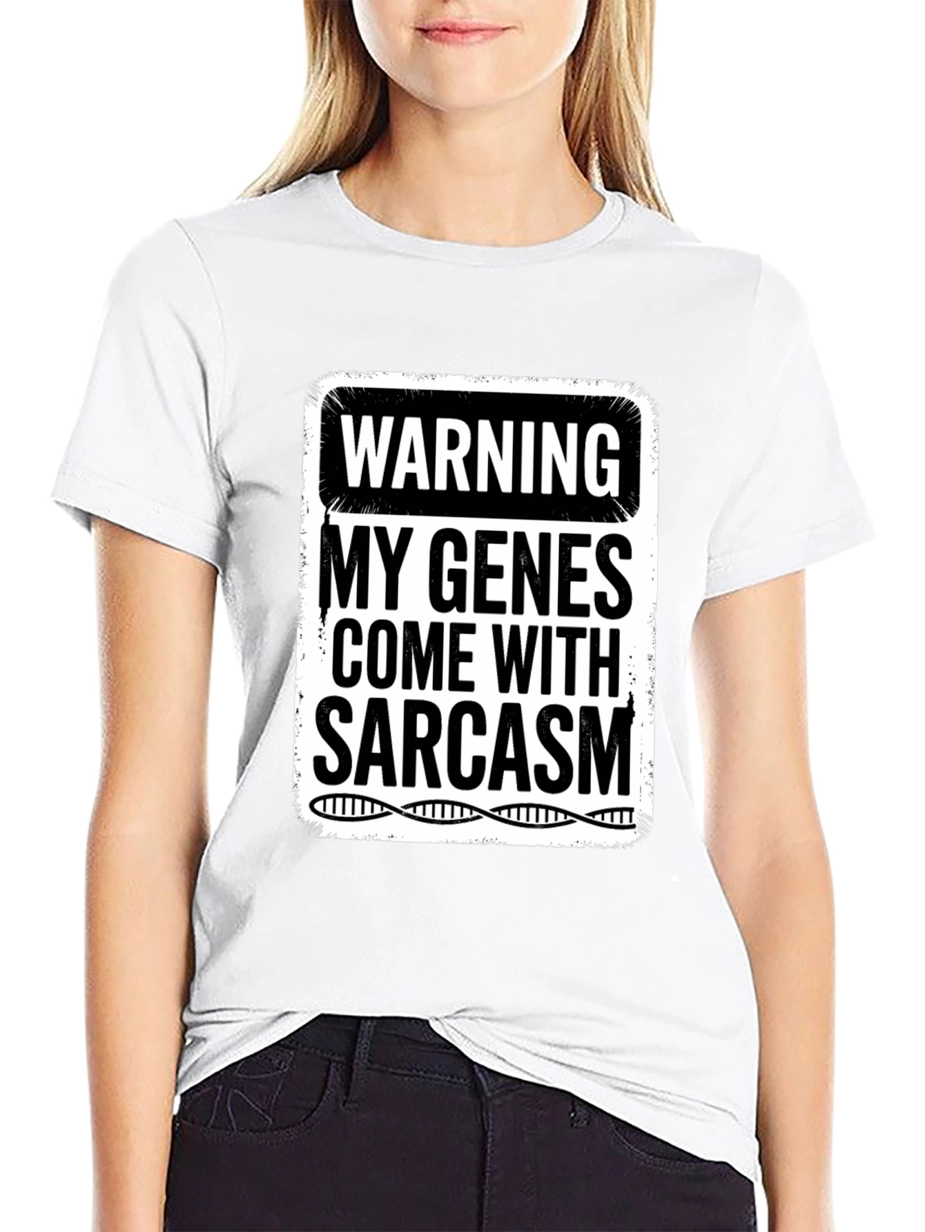 Black Sarcastic Genes Graphic Tee - Humor T-Shirt view 9