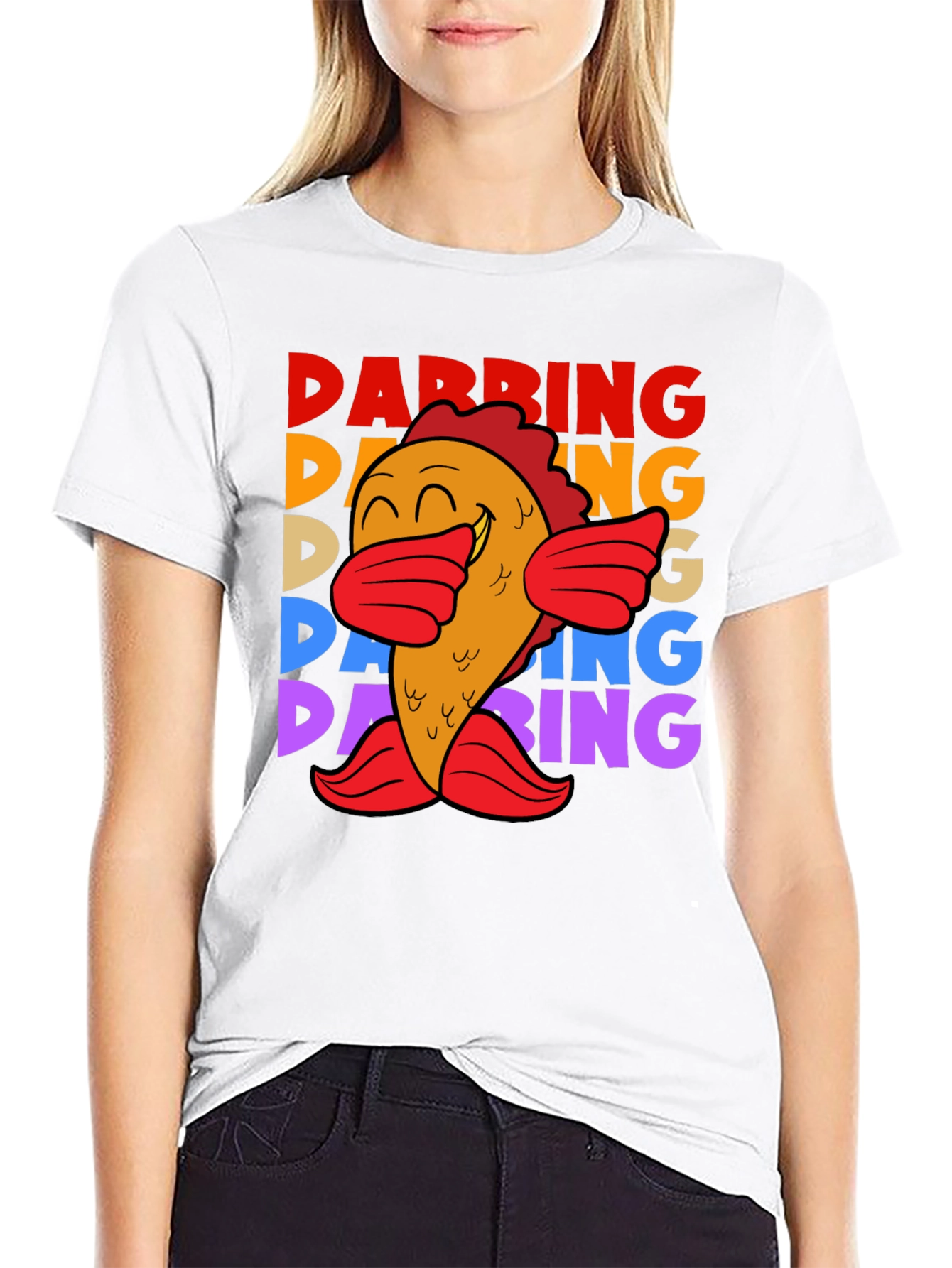 Black Dabbing Fish Graphic Tee - Fun, Unique, Trendy view 9