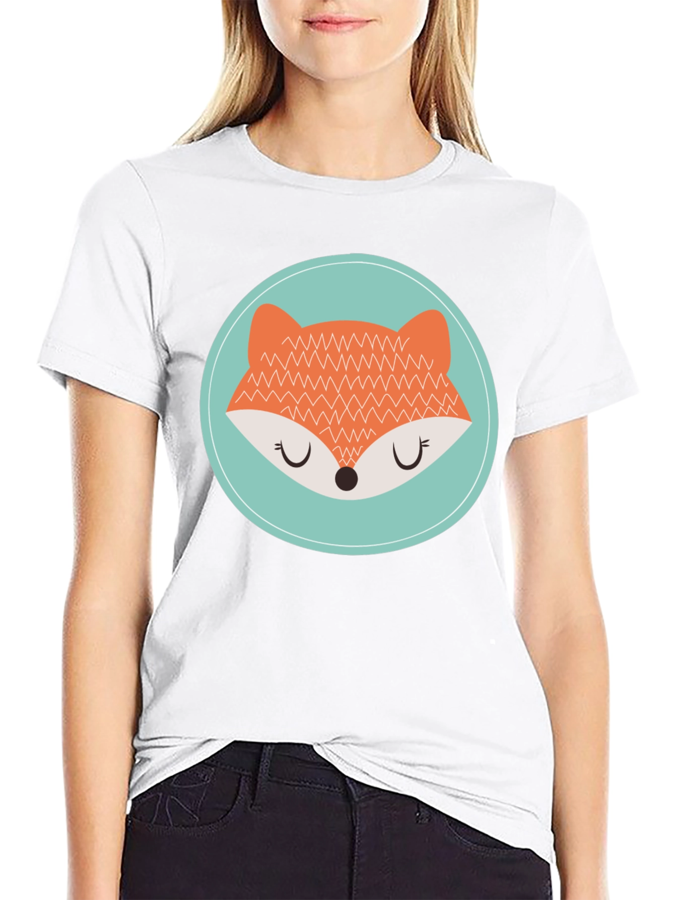 Black Cute Fox Graphic Tee - Unisex Black T-Shirt view 9