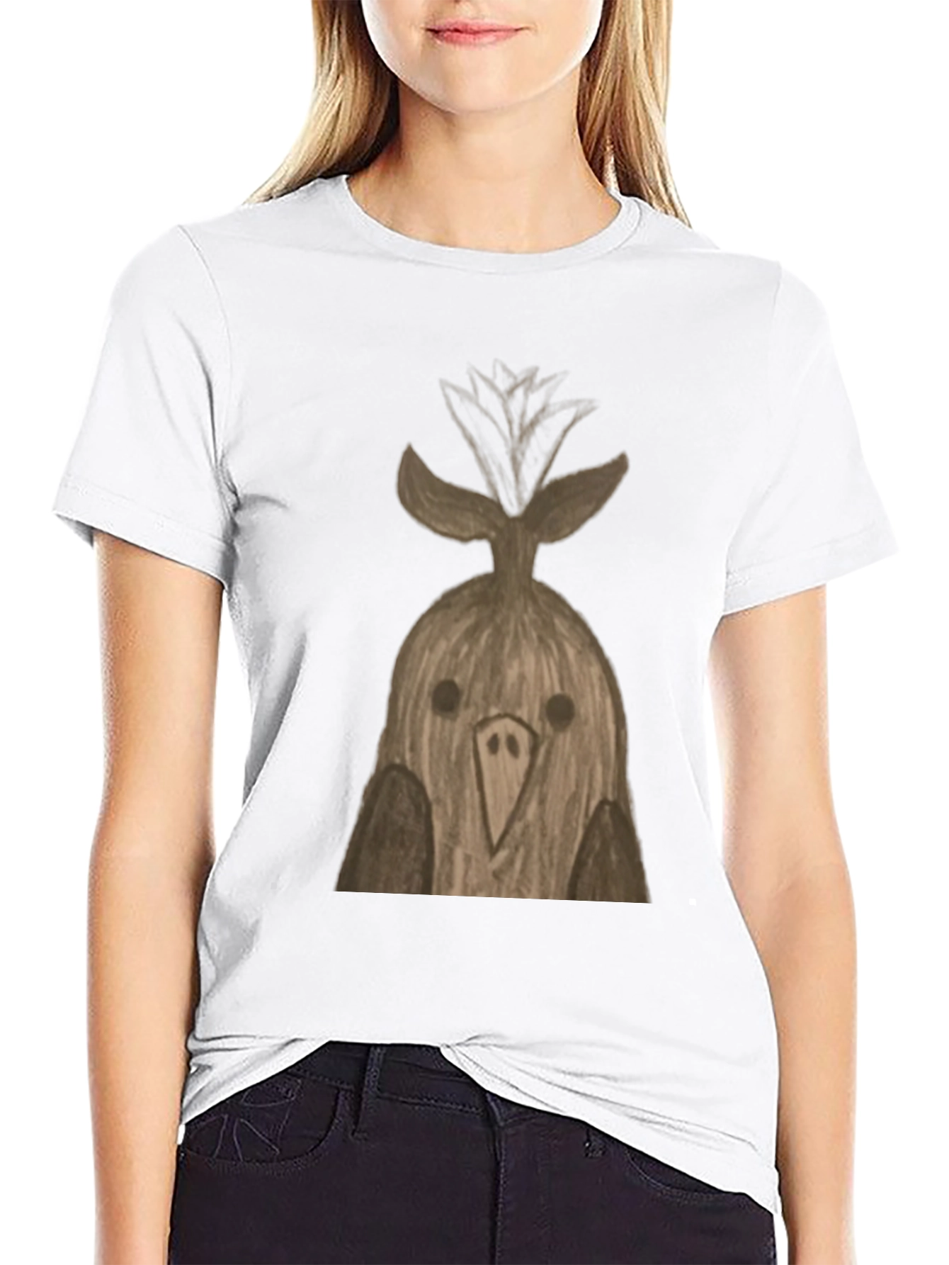 Black Quirky Bird T-Shirt - Unique Hand-Drawn Design view 9