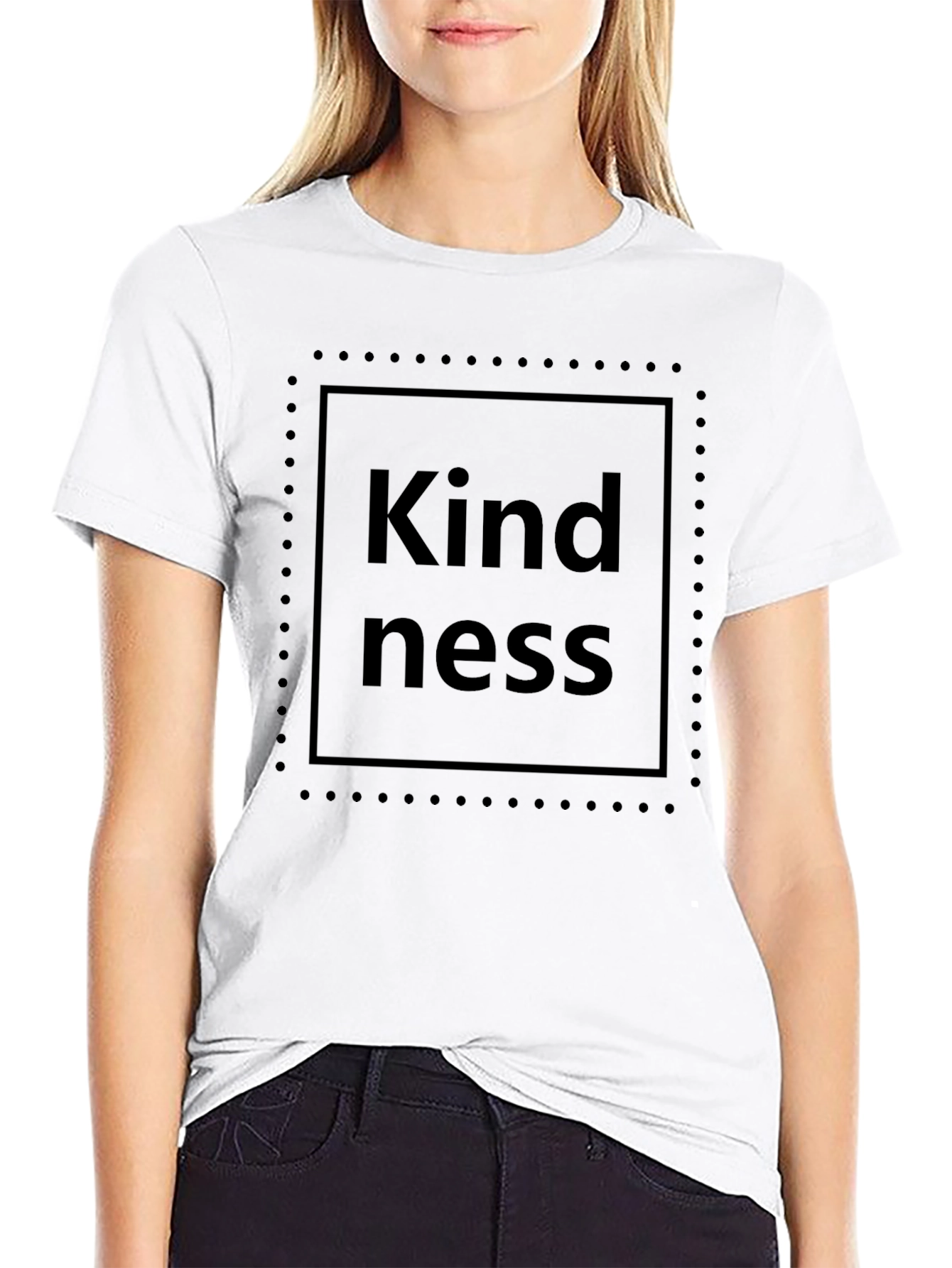 Black Kindness Graphic T-Shirt - Classic Crew Neck Tee view 9