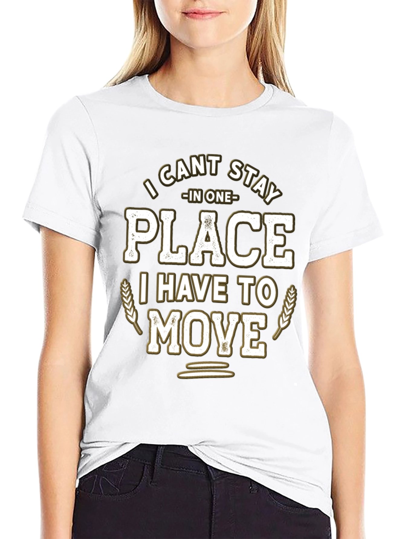 Black Funny "I Can't Stay in One Place" Graphic T-Shirt view 9