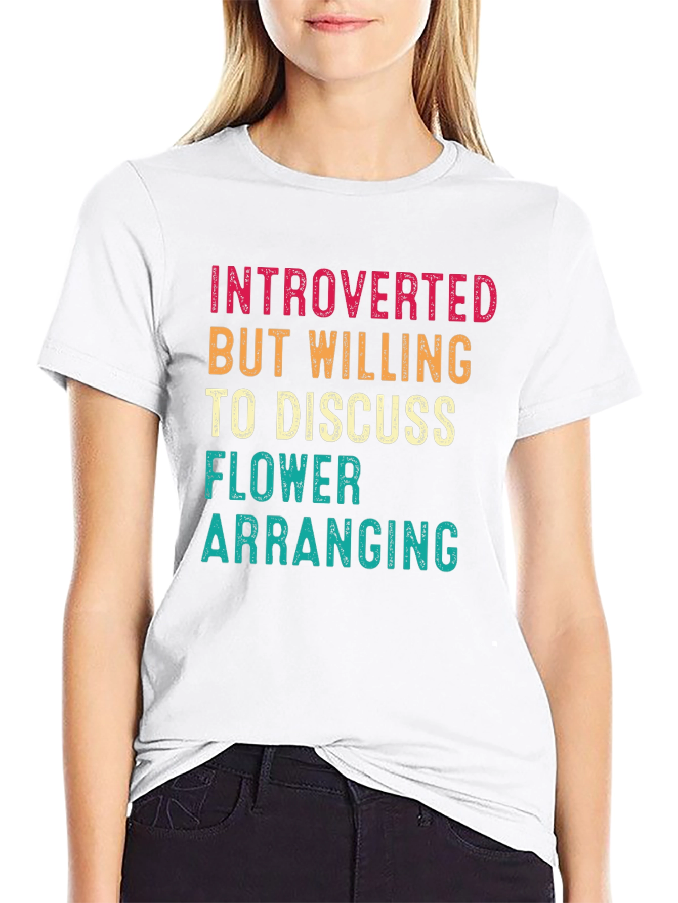 Black Introverted Flower Arranging Graphic Tee view 9