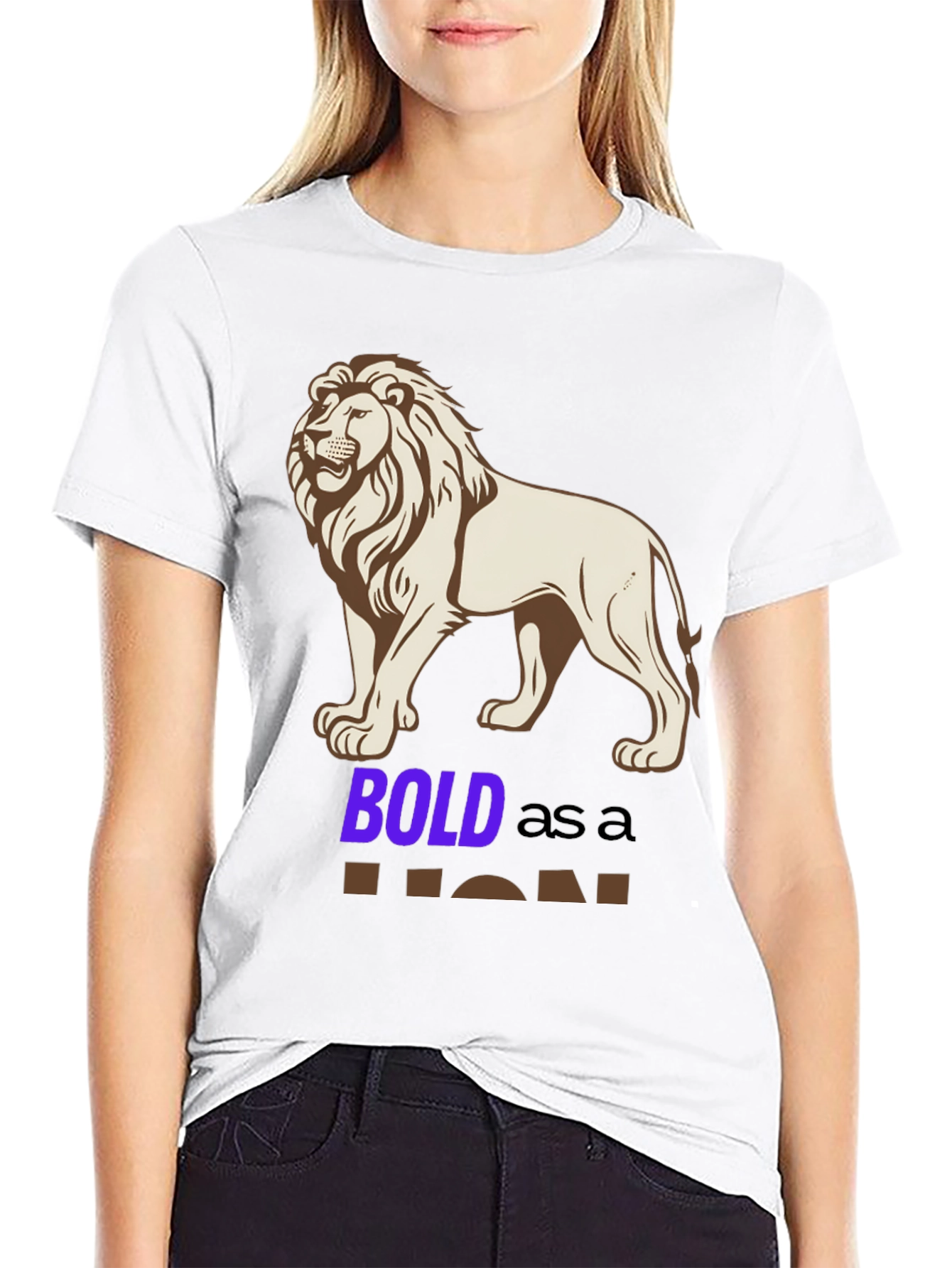 Black Bold Lion Graphic Tee - Black Cotton Blend Shirt view 9
