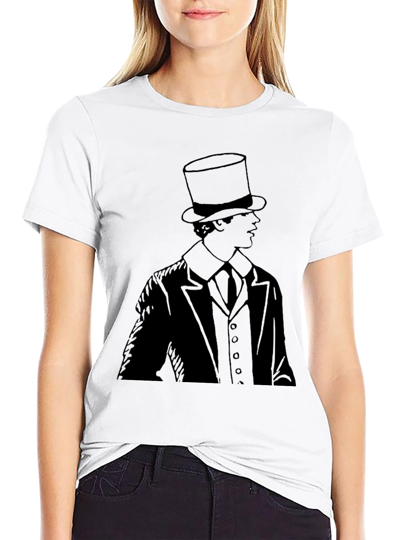 Black Top Hat Gentleman T-Shirt - Classic Style view 9